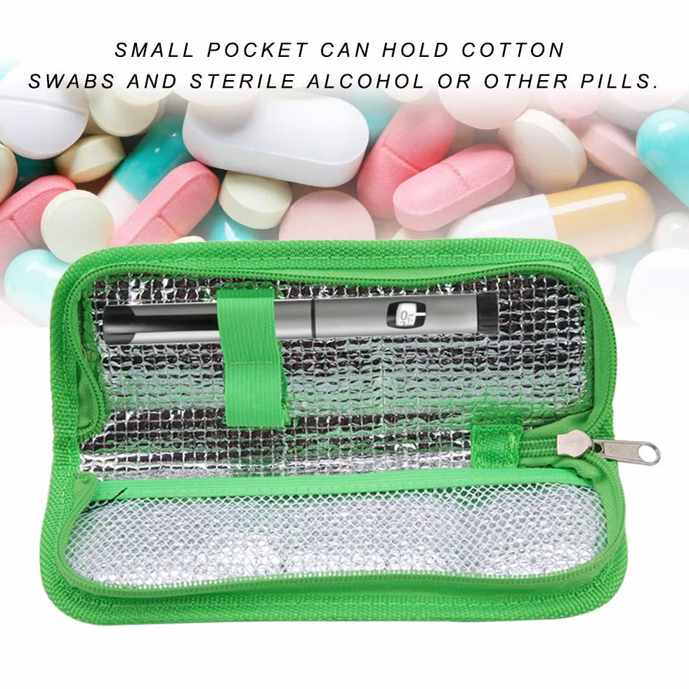 Estuche de Viaje para Enfriador de Insulina, Bolsa Portátil, Organizador Diabéticos, Aislado Isotérmico (Verde)
