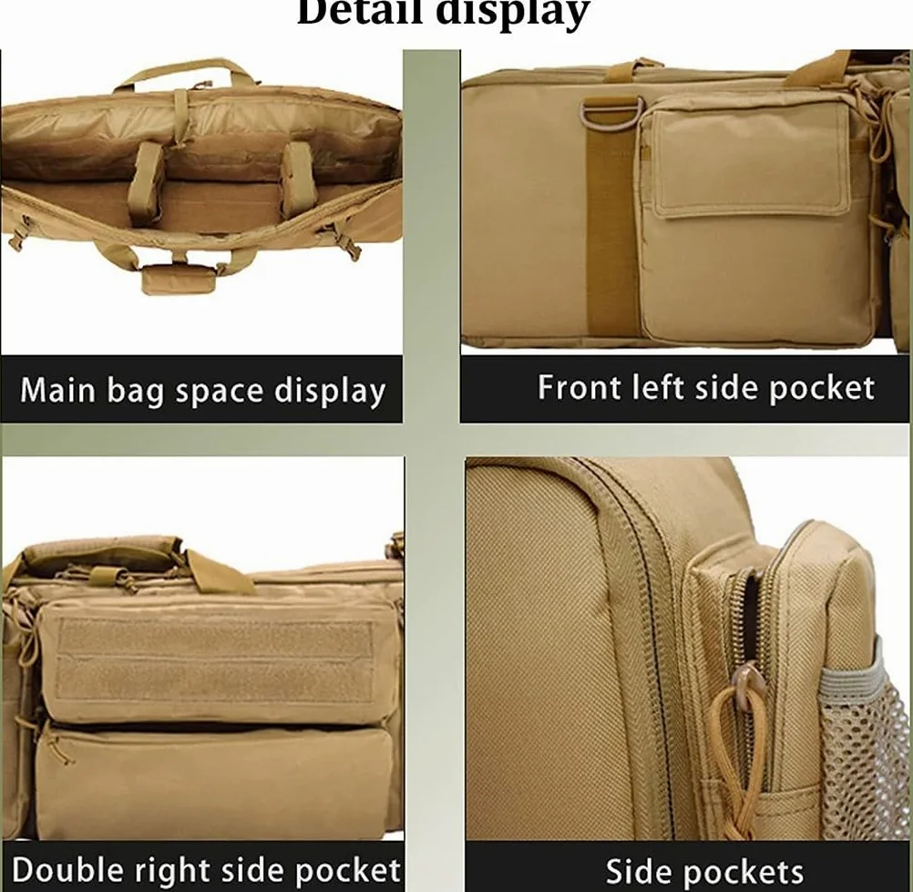 Bolsa Táctica Doble Larga para Rifle, Outdoor Bolsa De Pistola De Fusil M249 De 39 Pulgadas, Funda De Transporte CS Caza Tiro Paintball con Correa De Hombro Portátil