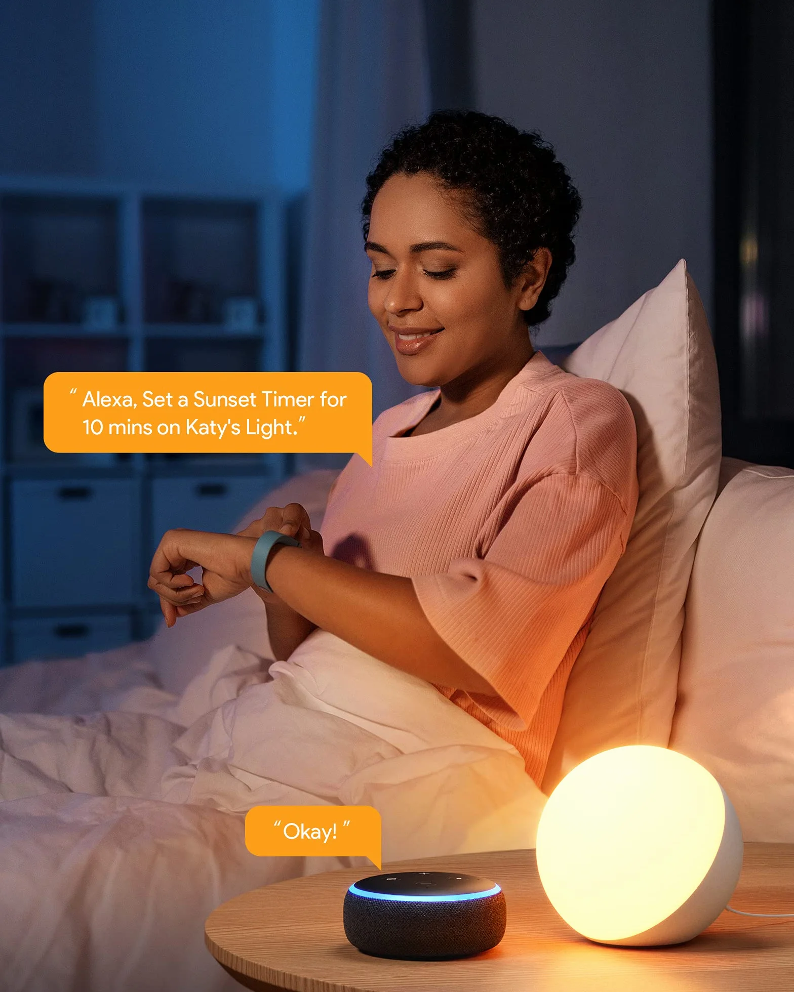Hifree Lámpara de mesa inteligente compatible con Alexa y Google Home, luz nocturna táctil RGB regulable