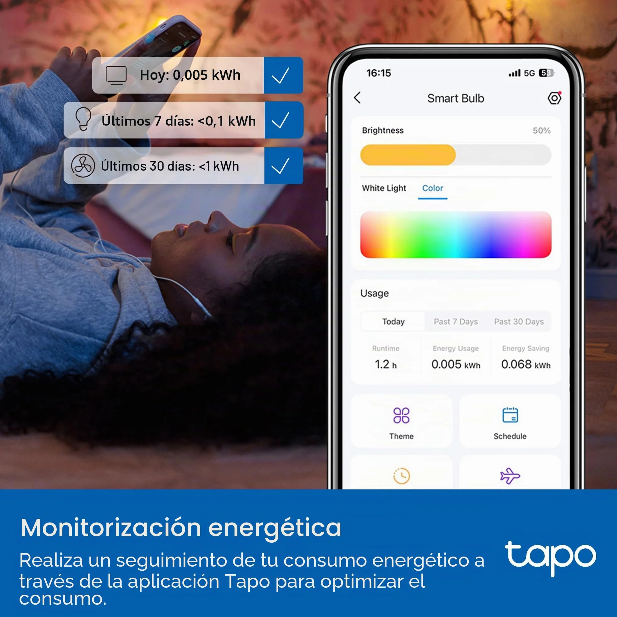 Tapo L430C Bombilla LED E14 WiFi Multicolor 2500K-6500K Regulable 40W 470Lm Alexa Control de Voz