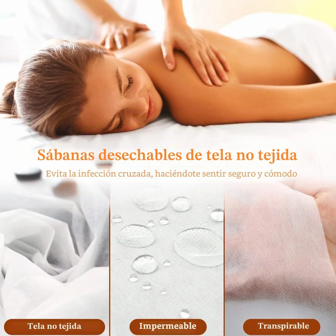 Sabanas Masaje Desechables 100 Piezas Camillas Apoyacabezas