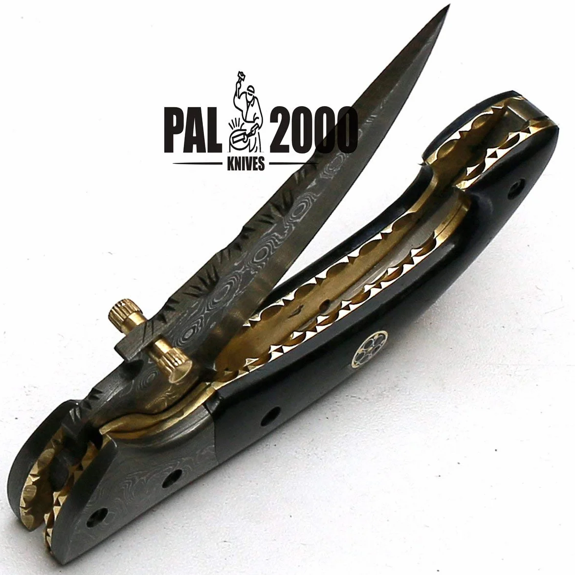 Cuchillo de bolsillo de acero damasco 7 cm hoja con funda