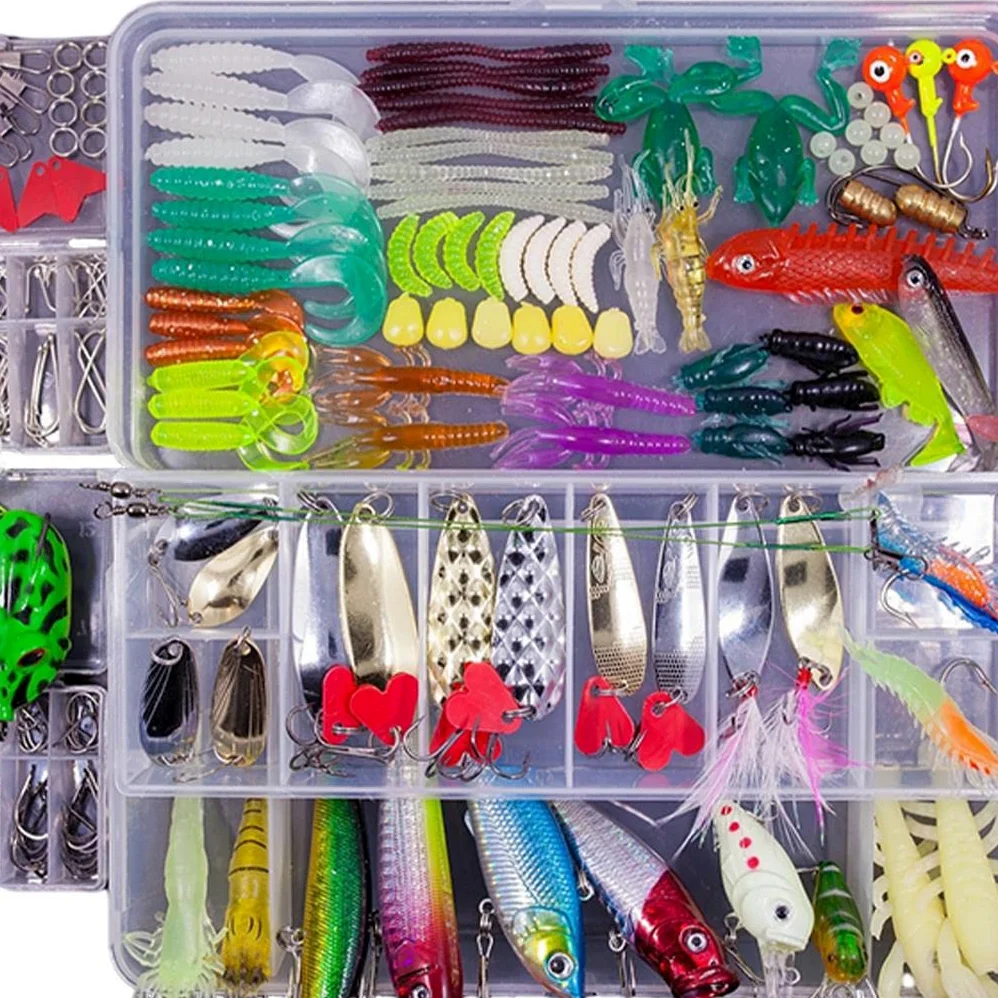 Señuelo de Pesca Set de Señuelos Accesorios de Pesca Cebos Artificiales Caja Portátil Material Adecuado para Pesca en Río Regalo