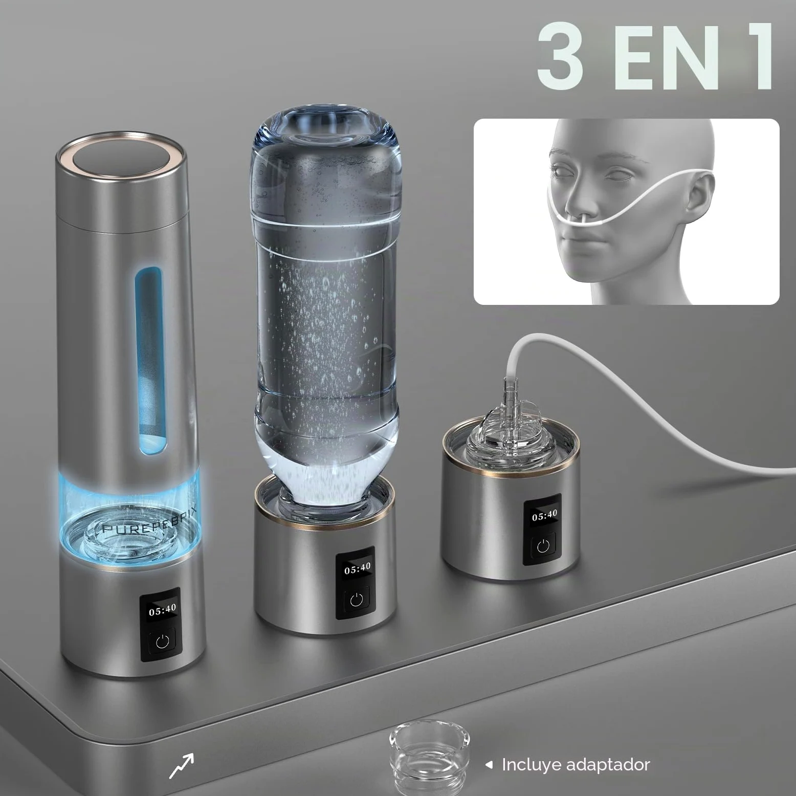 PUREPEBRIX Generador de botellas de agua de hidrógeno hasta 8100 PPB de hidrógeno molecular