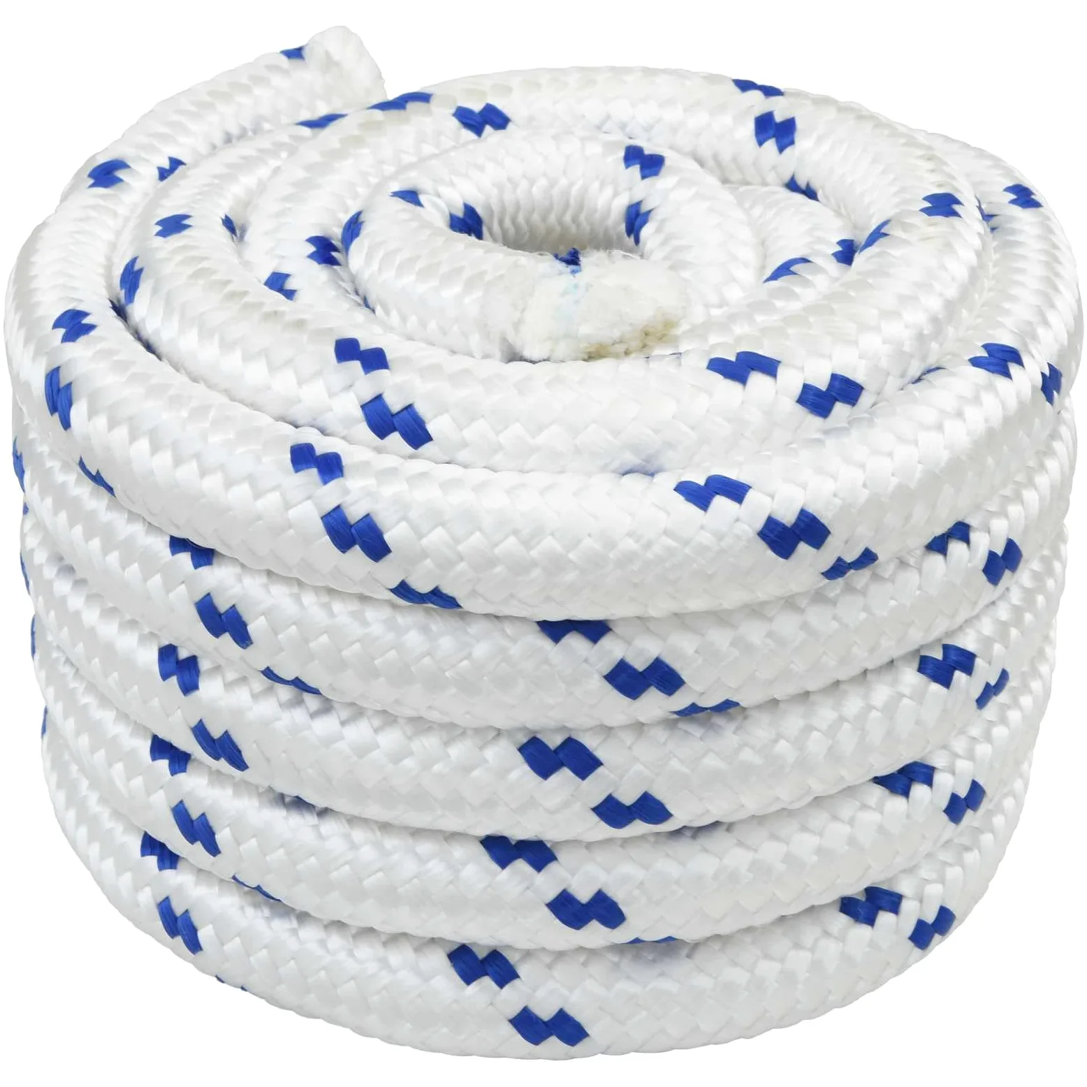 Cuerda para barco de polipropileno, 25 m x 4 cm, color blanco y azul, flotante y resistente a la intemperie, para vela, canotaje, yates, cuerdas fuertes para atar, asegurar tensores en