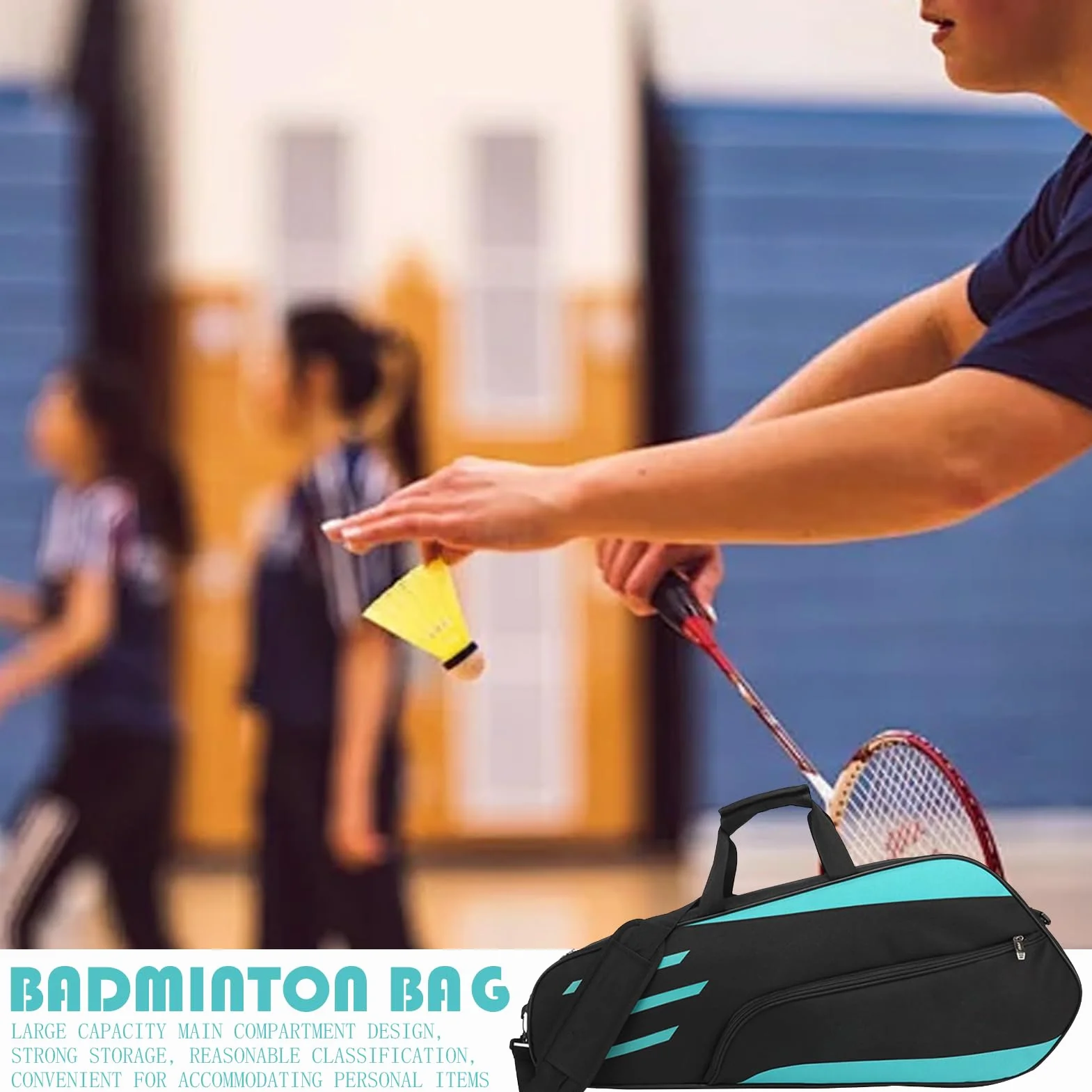 3 Bolsa de Tenis de Raqueta - Ceta de Transporte de Hombro de bádminton Impermeable, Cubierta de Raqueta organización | Bolsa de Racquetball portátil para Hombres para Hombres, Soporte para
