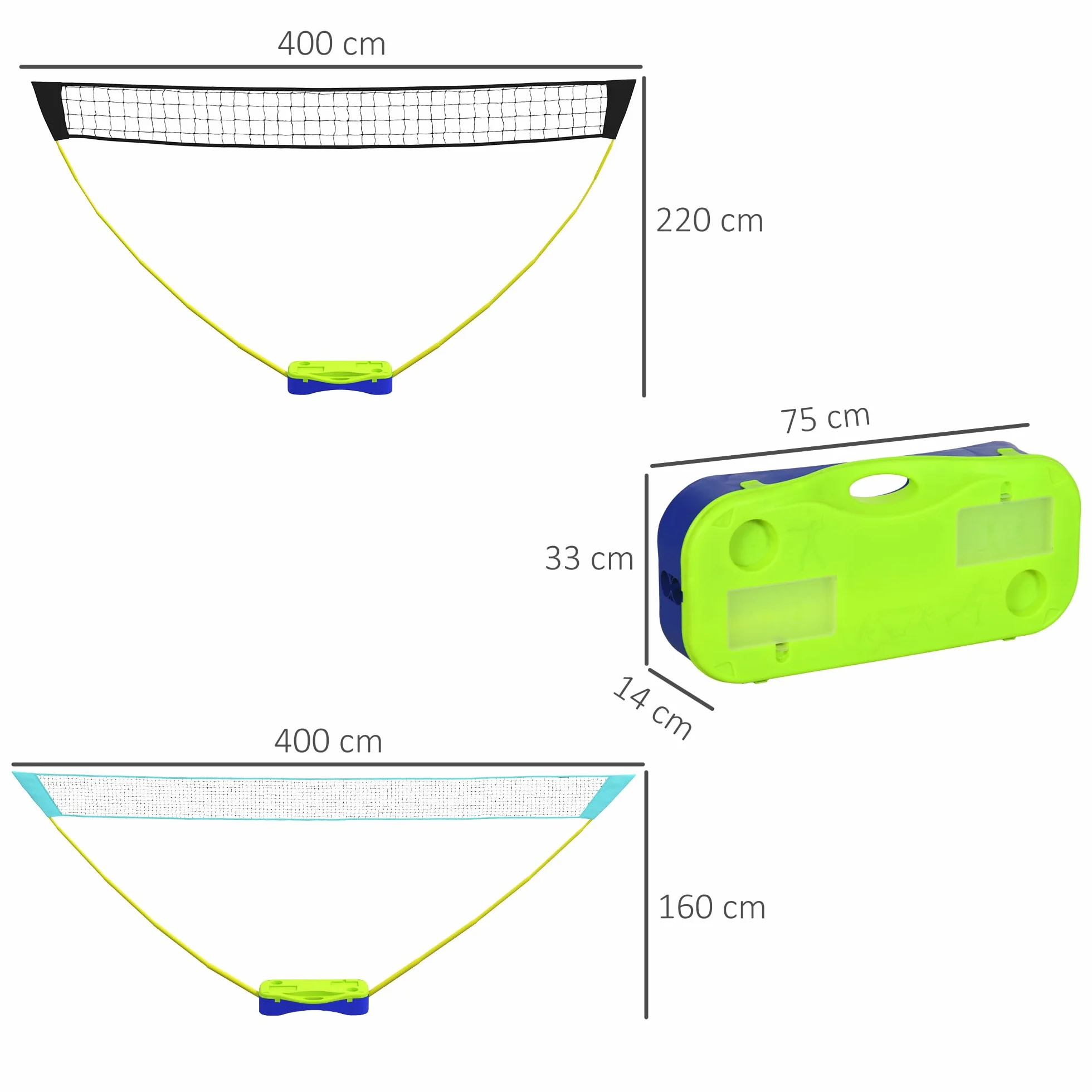 SPORTNOW Red de bádminton 2 en 1 de 4 m con Soporte y Bolsa de Transporte