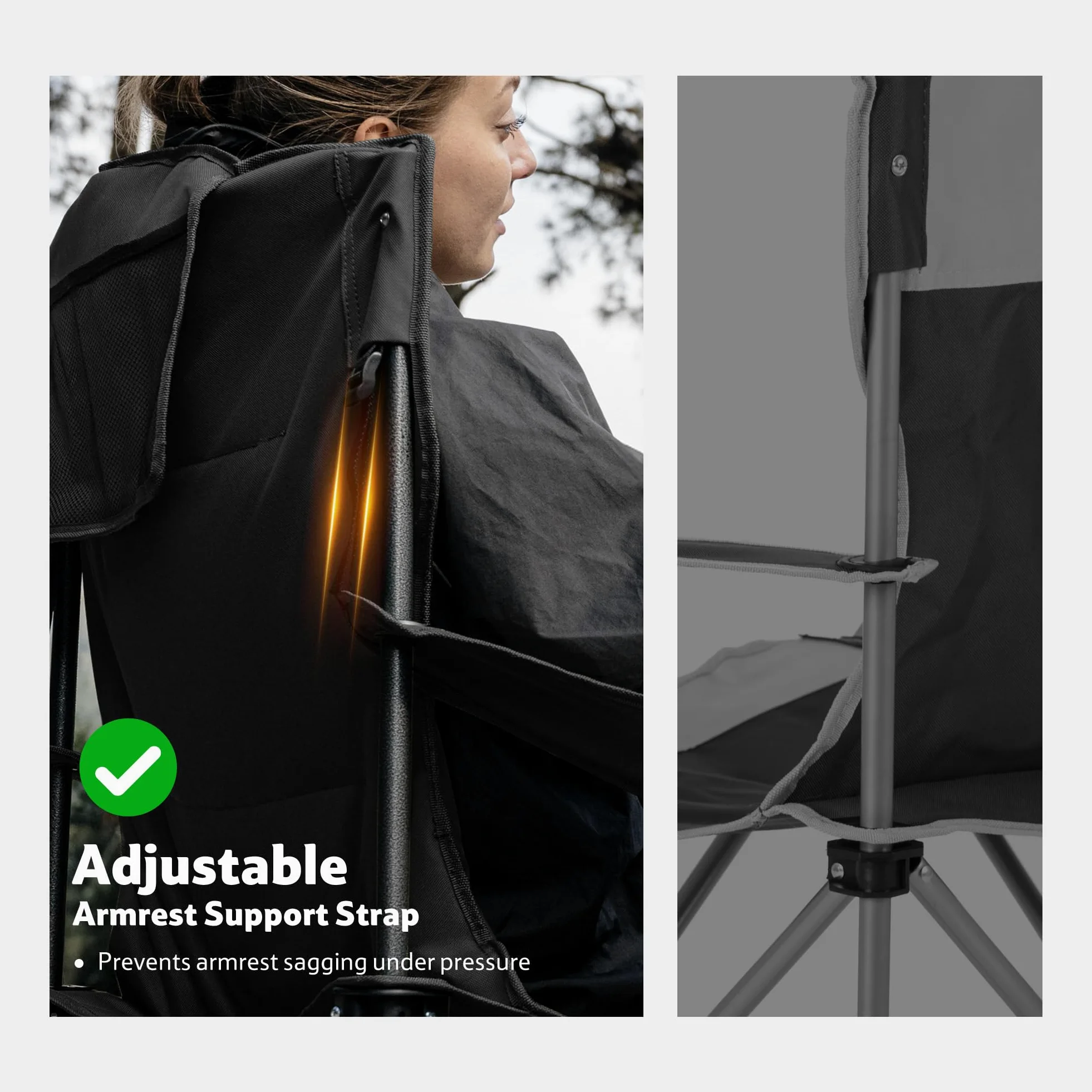 Naturehike 2 sillas de camping portátiles plegables de 200 kg, acolchadas, con soporte para bebidas, silla de pesca, pícnic, jardín, exterior, playa (negro)