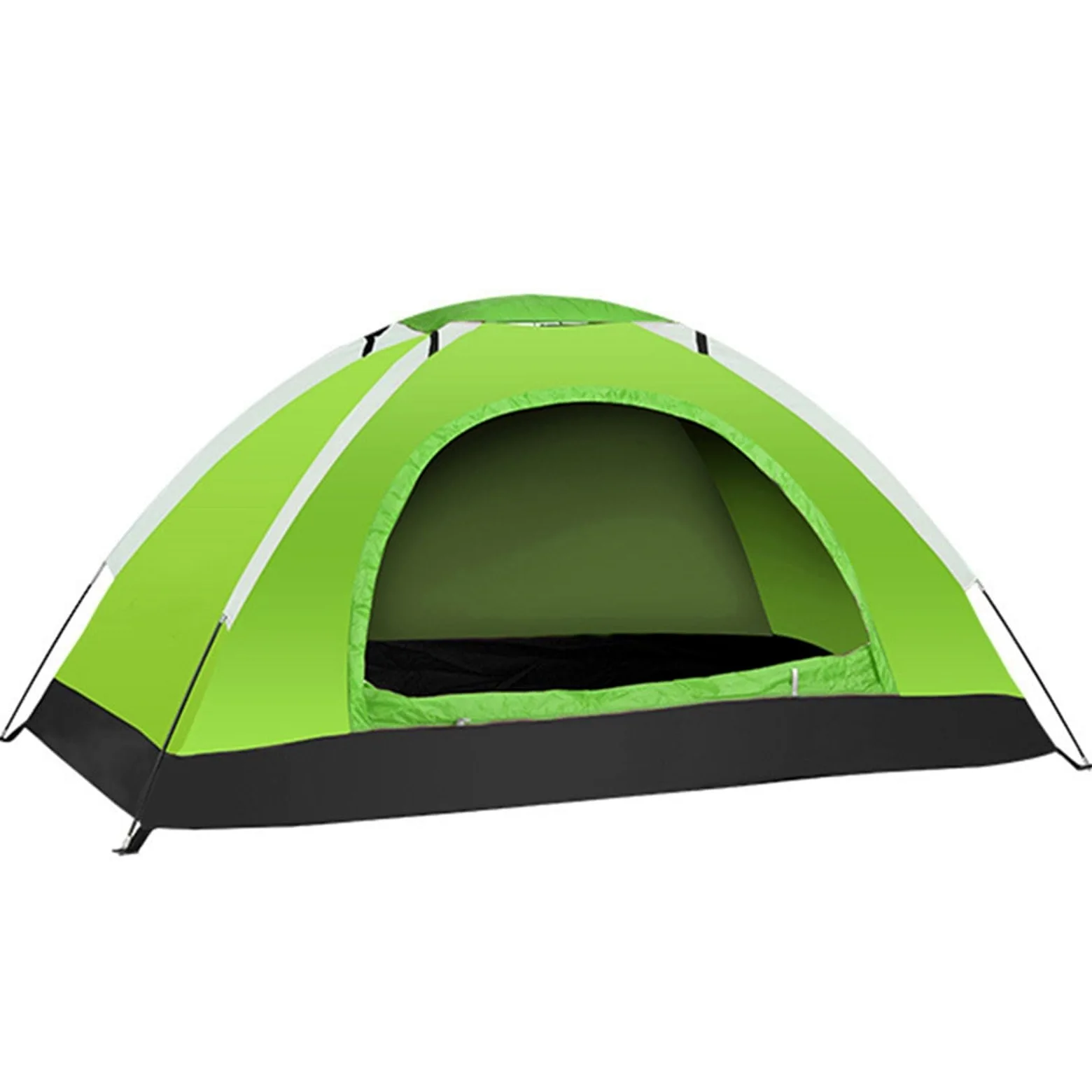 Tienda de campaña ligera plegable, con bolsa de transporte, 1 tienda de campaña, 4 clavijas, 1 mosca de lluvia, 1 bolsa de transporte, verde, verde militar, naranja, rosa, para todo tipo