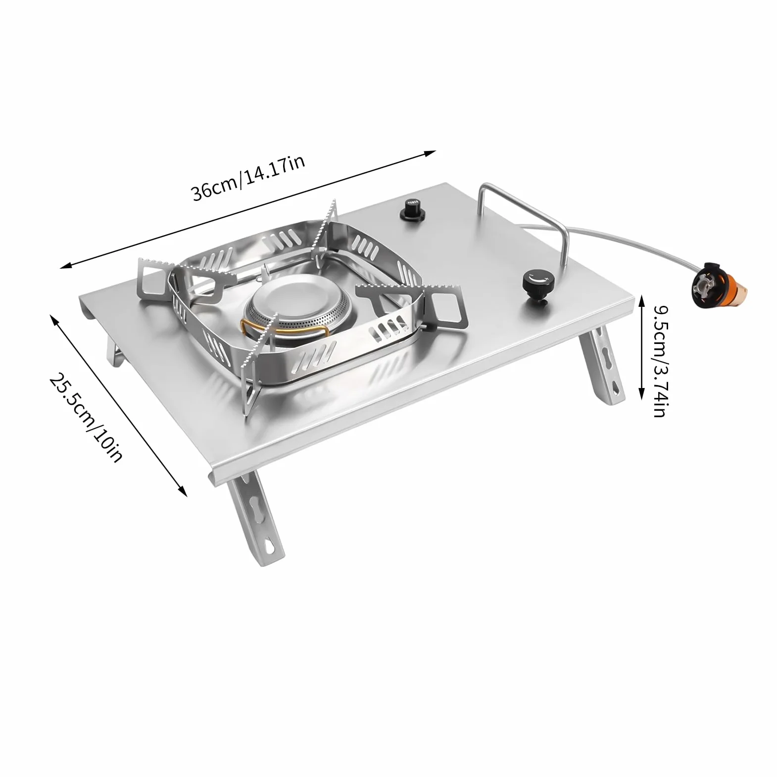 Hornillo de camping de gas plegable de 2600 W, hornillo de gas portátil con encendido piezoeléctrico, resistente al viento, quemador ajustable, incluye bolsa portátil para pícnic al aire libre,