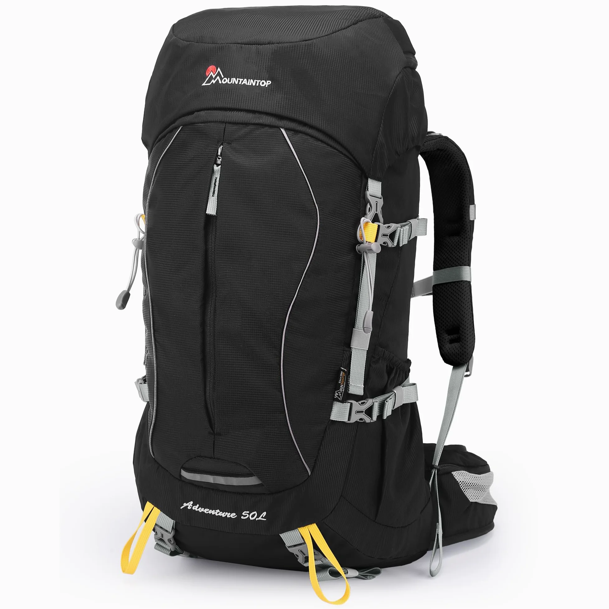 MOUNTAINTOP Mochila Trekking 50L Hombre Mujer Funda Lluvia | Ideal para senderismo montaña acampada y viajes de varios días, cremalleras YKK, soporte lumbar cinturón acolchado