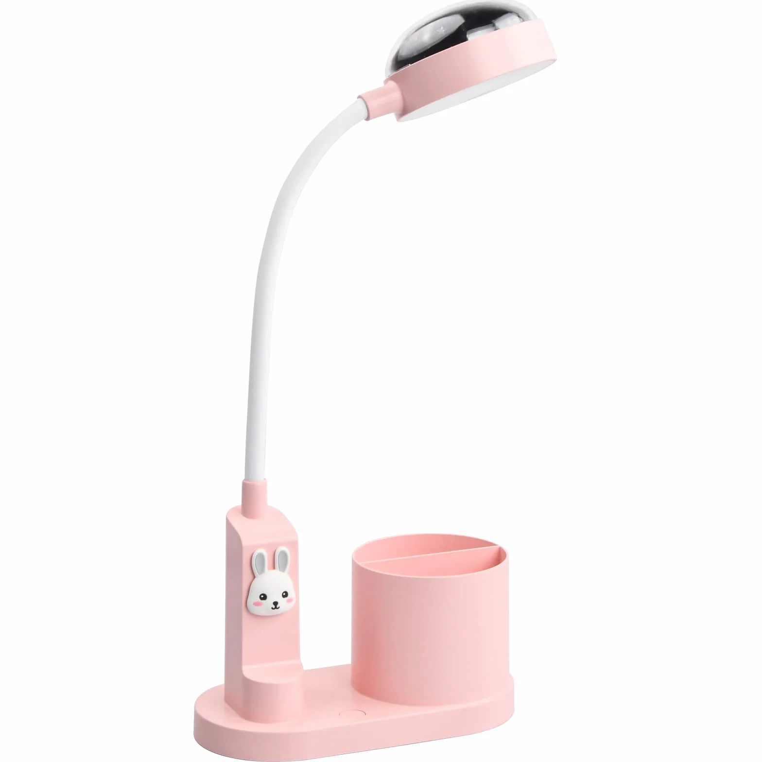 Lámpara de escritorio para niños con proyección de estrella, recargable, cuello de cisne flexible, conejo rosa