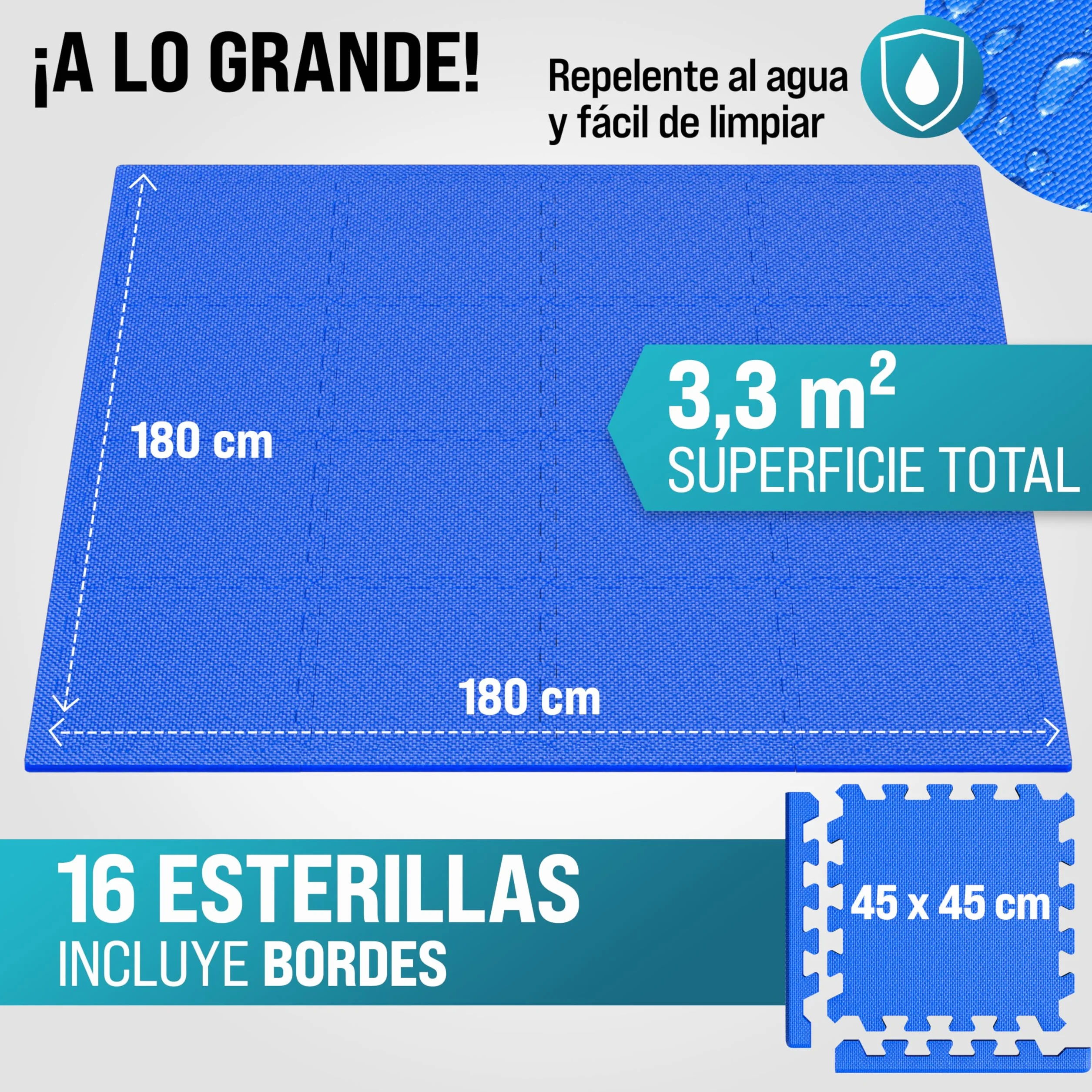 MONZANA® Esterillas Fitness Puzzle Goma EVA 45x45cm 3,24m² Azul