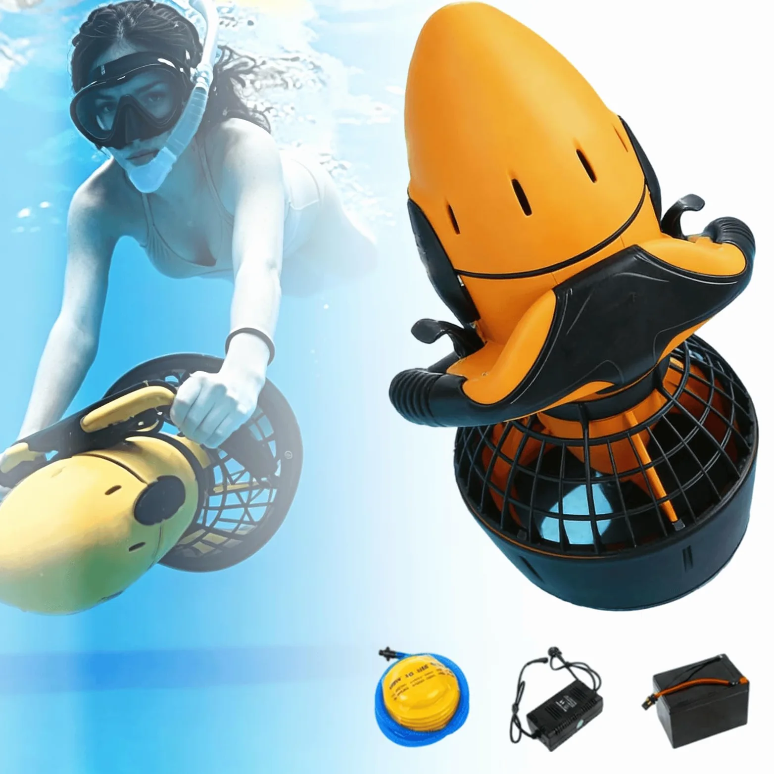 Vehículo Submarino de propulsión Buceo Sea Scooter, Seascooter De 500 W | Hélice de Buceo de 5,4 km/h, Scooter de Buceo Impermeable de Larga duración para Buceo, natación y fotografía submarina