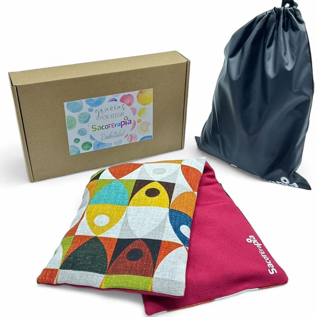 Saco Térmico de Semillas para Microondas 50x16 cm Frío/Calor Relleno Trigo Lavanda Estampado Peces SACOTERAPIA