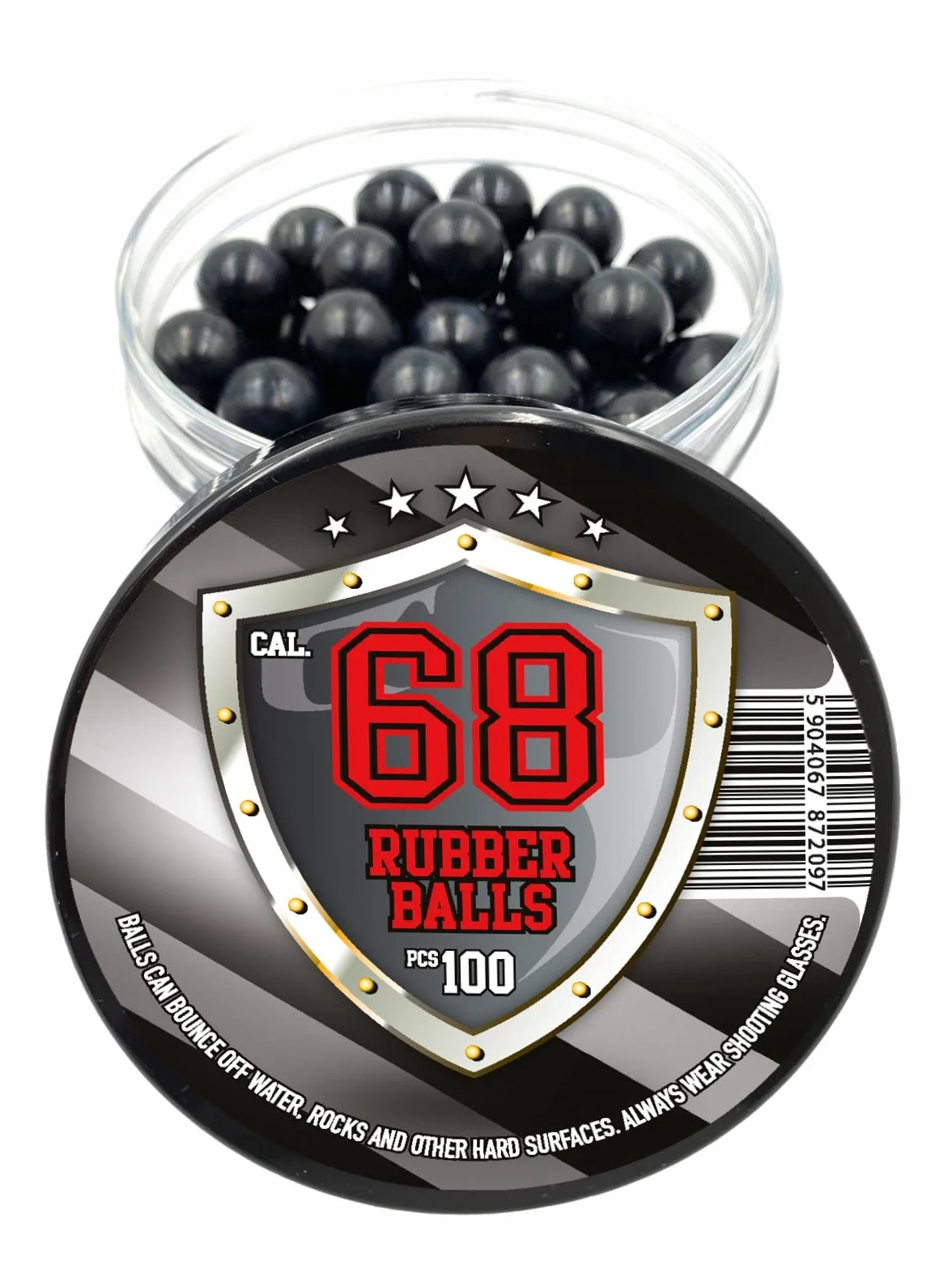 Bolas de Gomma Maciza Ram Paintball .68 Caliber 100x Rubberballs for HDS HDR 68 T4E Training Defense