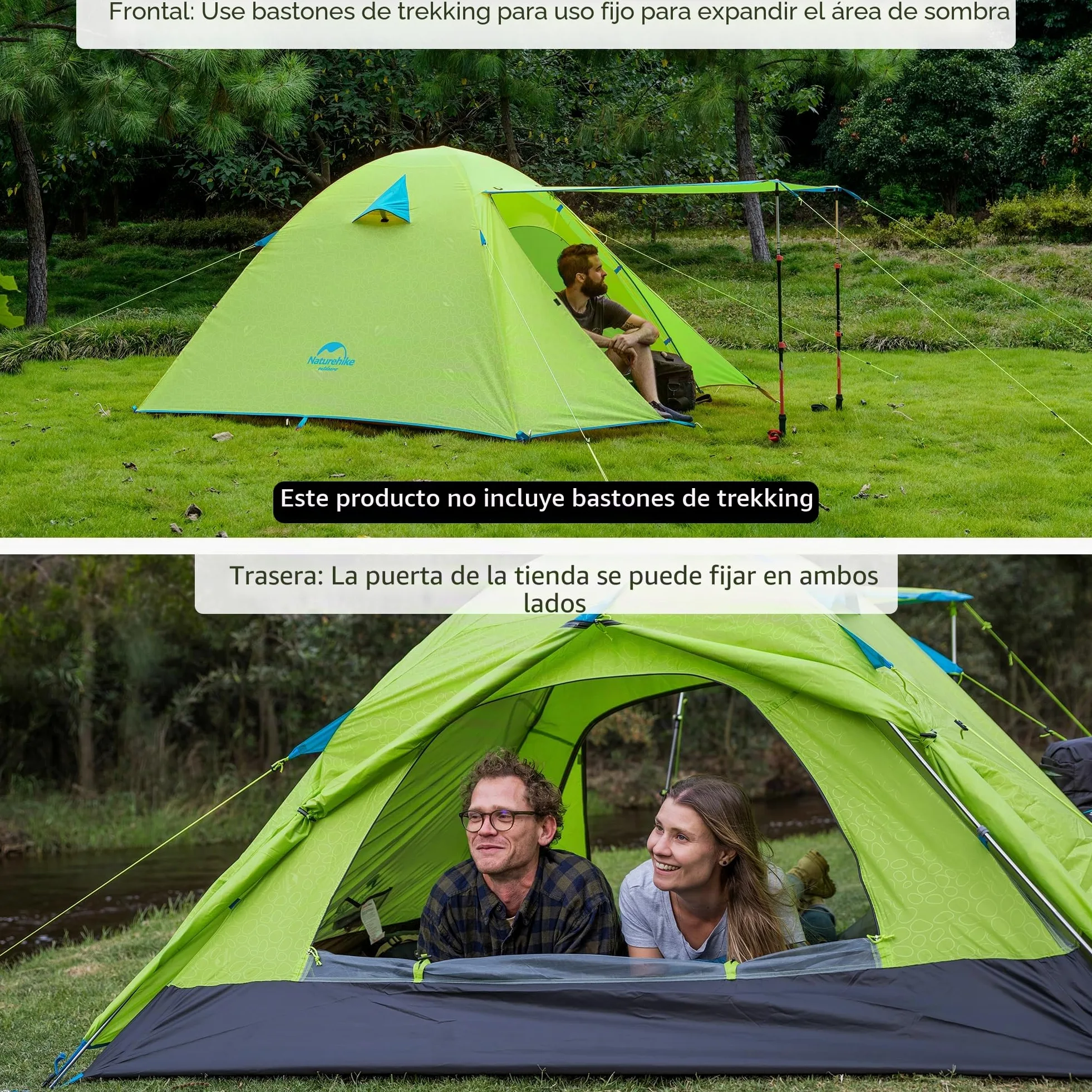 Naturehike Profi Series Tienda 2 Personas Impermeable Ultra Ligera 3-4 Estaciones PU3000mm 2.1kg Paquete Compacto Camping Montañismo Ciclismo Senderismo