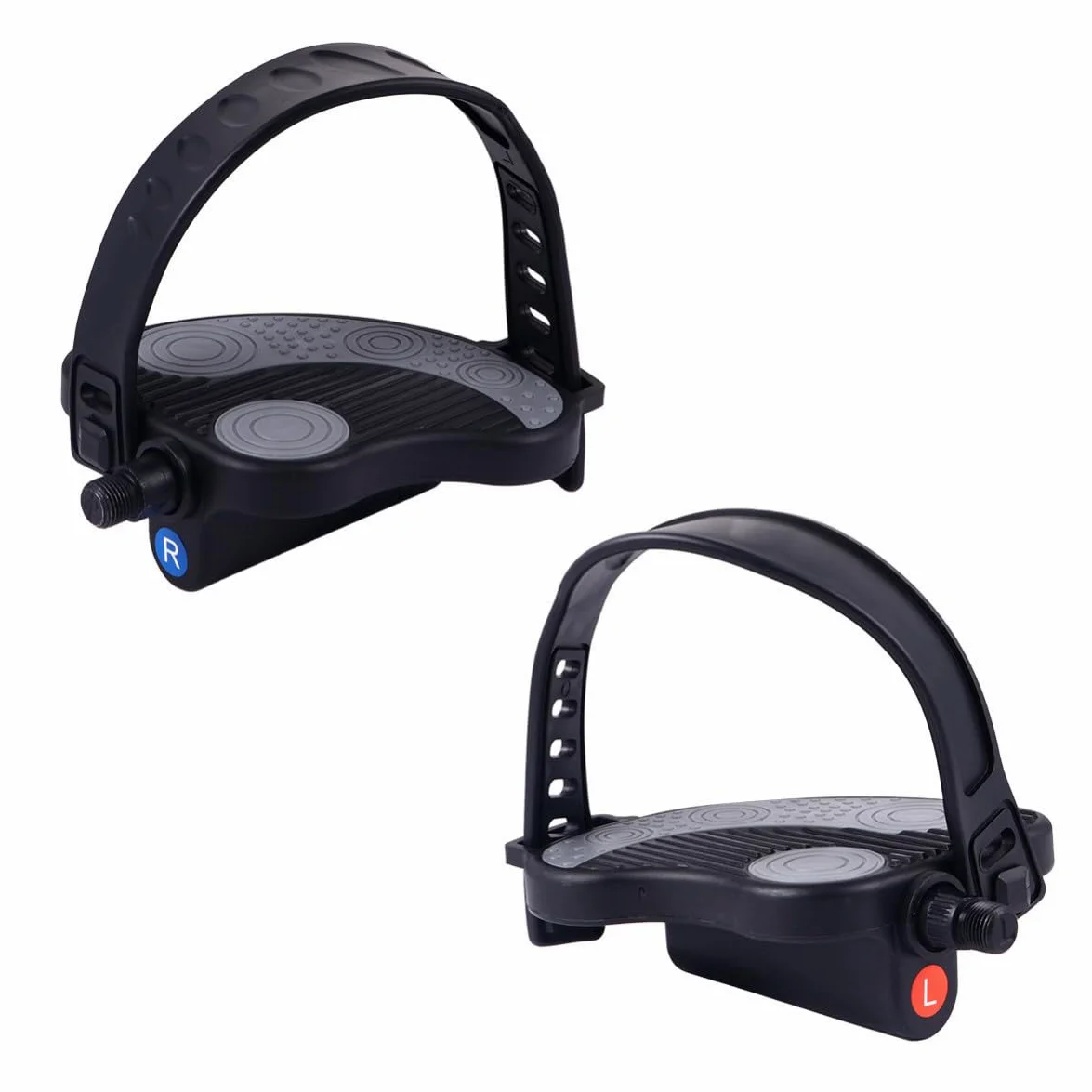 MAGICLULU Pedales para Bicicleta Estática de Plástico con Correas y Anillo de Sellado para Mayor Comodidad en Paseos Largos, Diseño con Hebilla Ajustable y Rosca 9/16 Varios Estilos