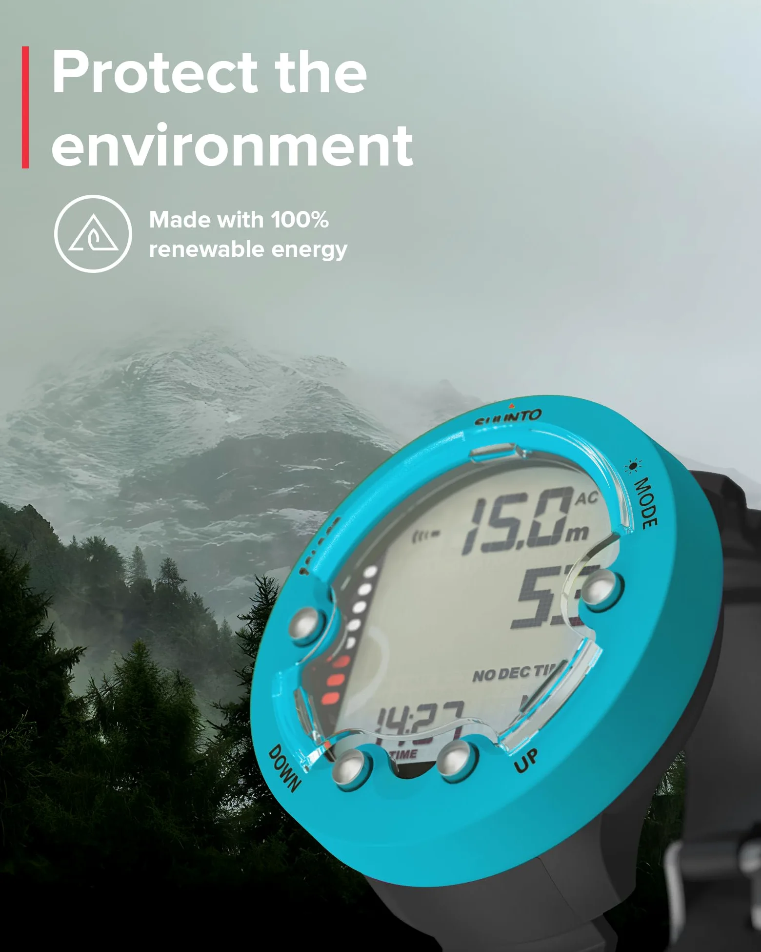 SUUNTO Zoop Novo - Ordenador de buceo de muñeca, color azul aguamarina