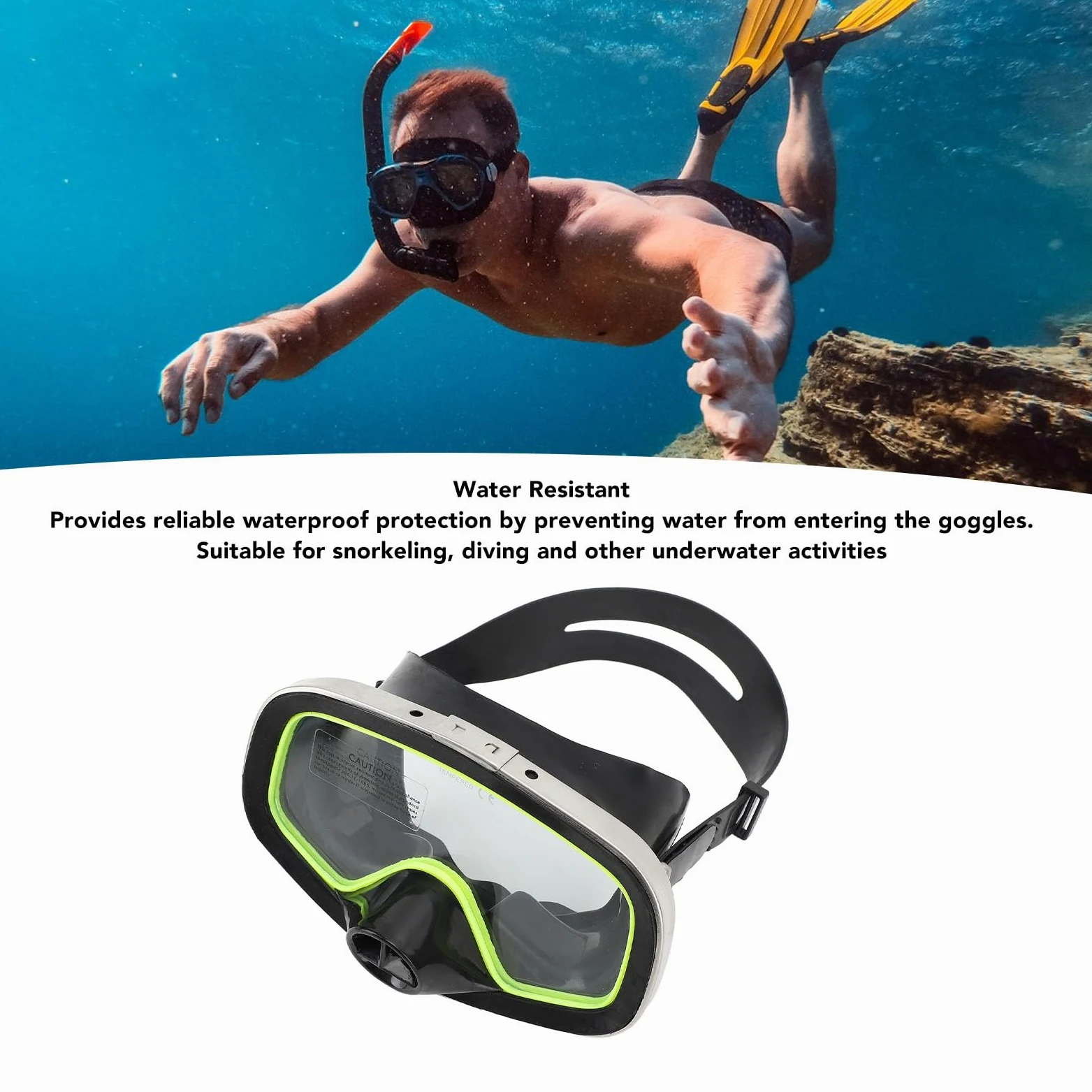 Keenso Gafas de Buceo Impermeables con Lentes de Vidrio Templado, Ajuste Cómodo para Bucear y Nadar