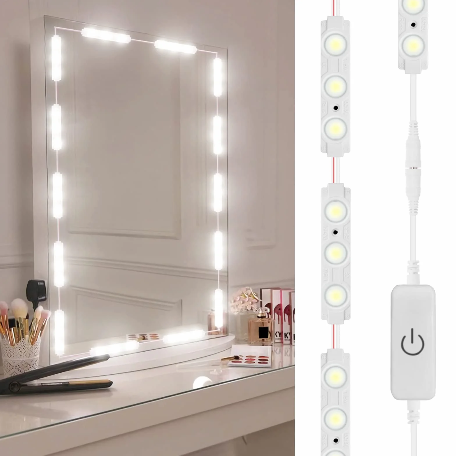 Viugreum Luces LED de Espejo, Luces de Camerino, Lámpara para Espejo de Maquillaje, 60 Bombillas LED