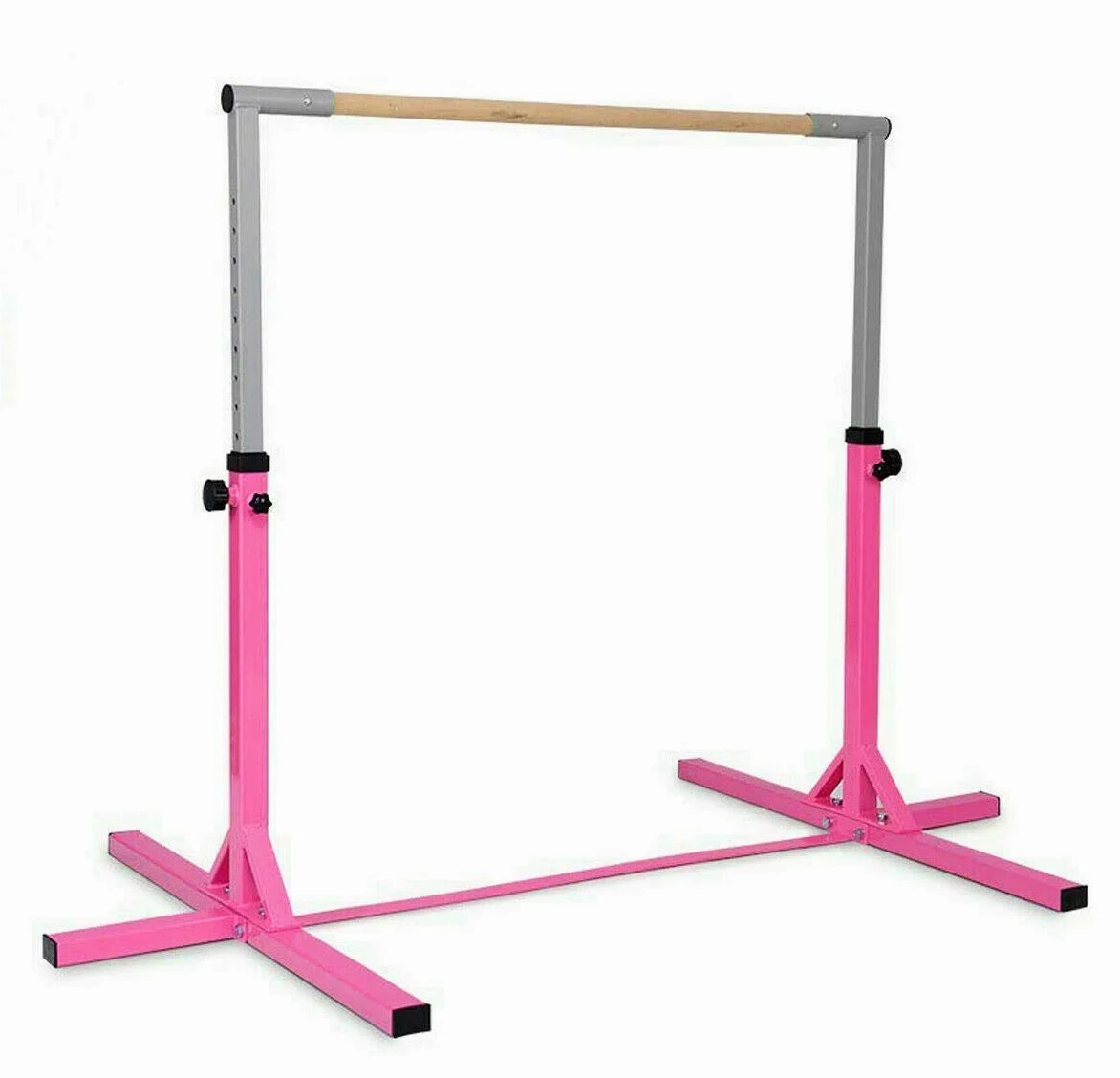 Barra de gimnasia para niños, ajustable, horizontal, equipo de entrenamiento para gimnasio en casa (rosa)