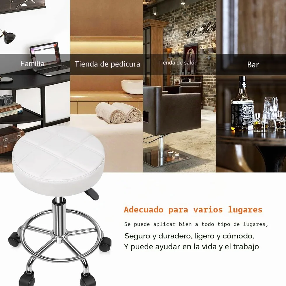 Taburete Giratorio Regulable en Altura 49-64cm Blanco