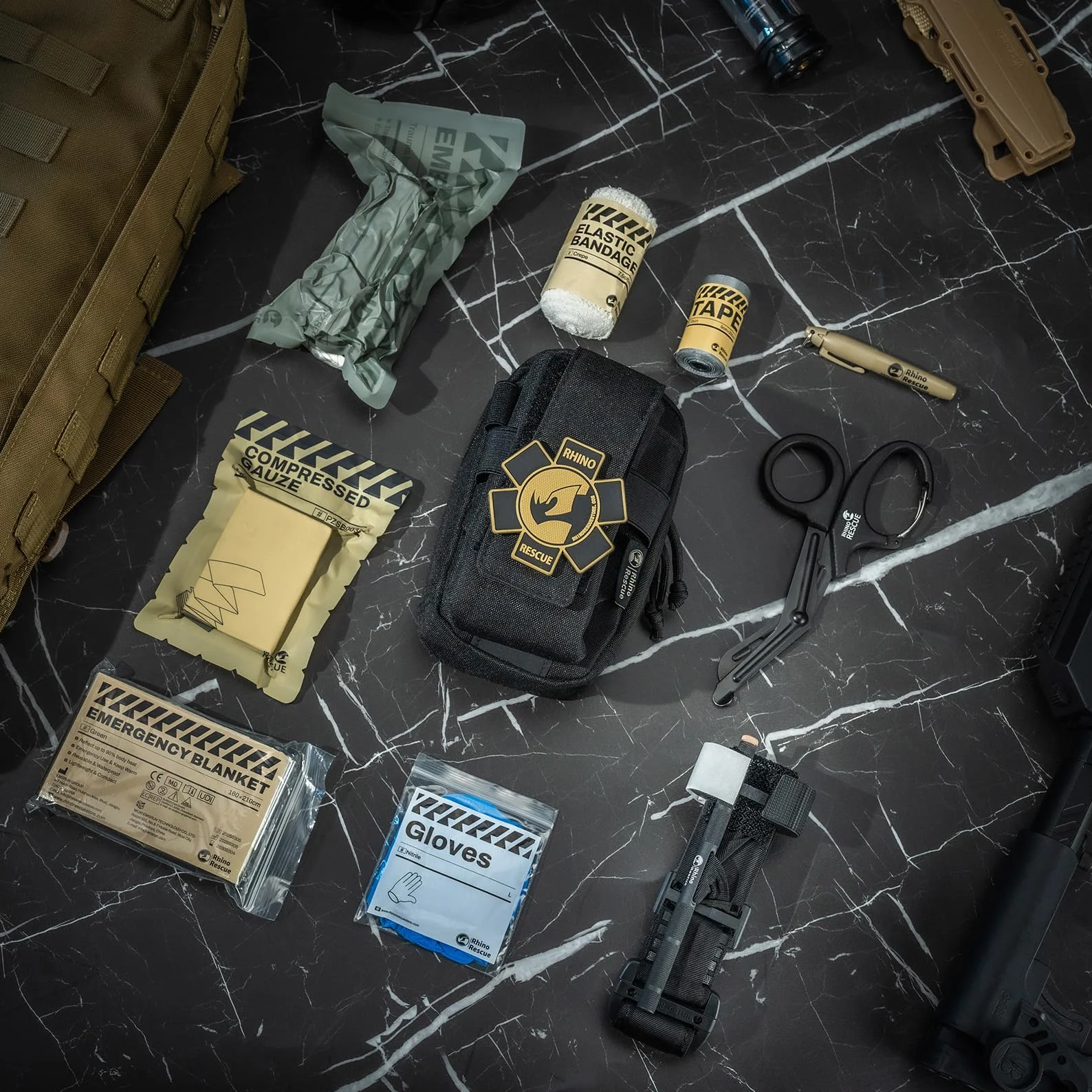 Kit de trauma Molle Tactical Bag Negro RHINO RESCUE EDC IFAK