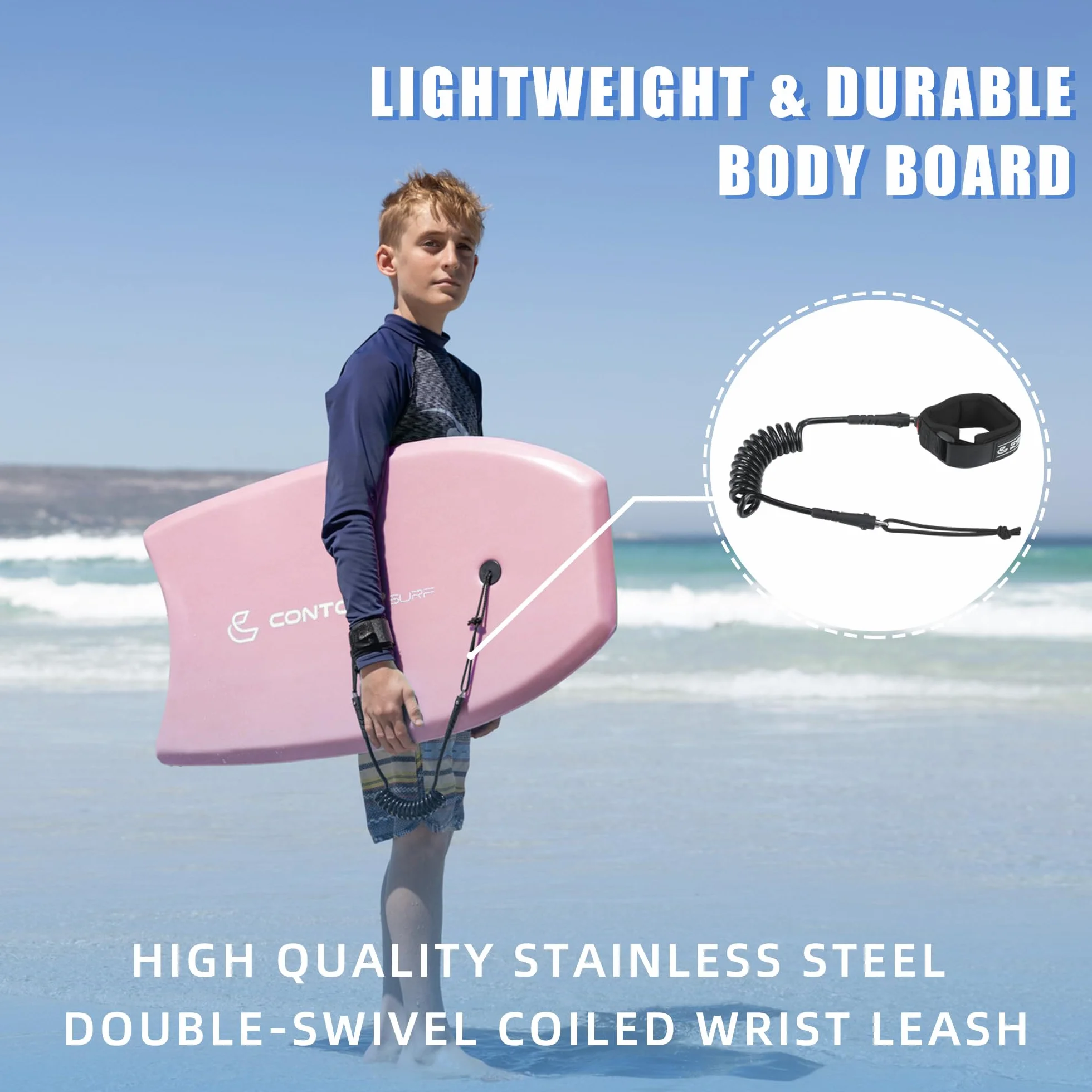 Tabla de Bodyboard de 33 Pulgadas con Núcleo EPS, Doble Canal, Correa de Muñeca para Surf