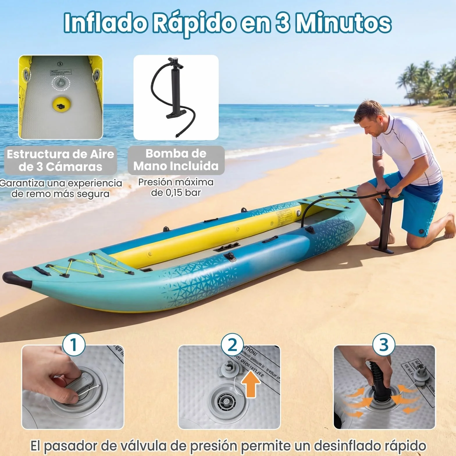 COSTWAY Kayak Hinchable 2 Plazas 381 cm Portátil 230 kg