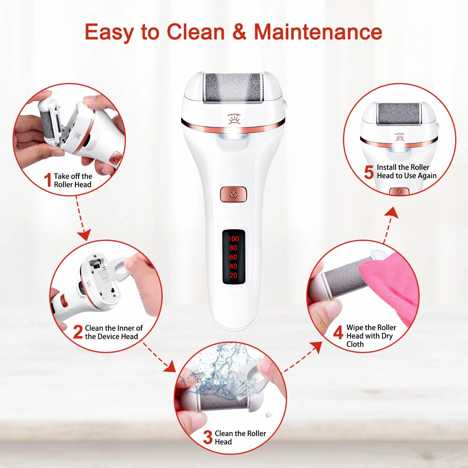 Aottom Pedicura Eléctrico Quita Durezas Eliminar Callos con 3 Diamond Rodillos IPX7 Impermeable Recargable
