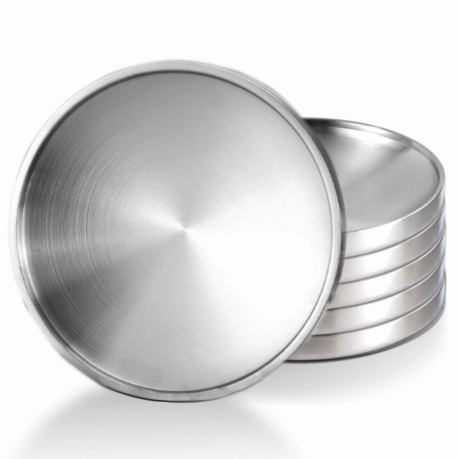 Juego de 6 platos de acero inoxidable de doble capa, ligeros, irrompibles, para comer, acampar, reutilizables, aptos para lavavajillas (7.5 pulgadas)