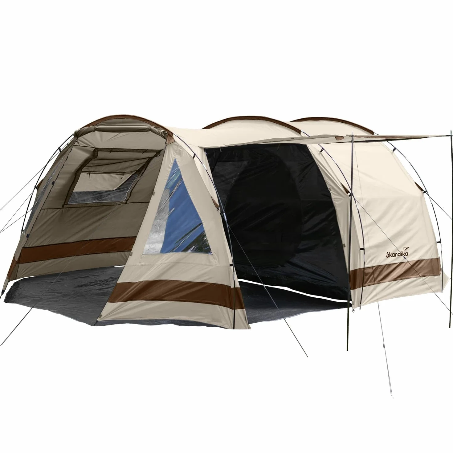Skandika Kambo Tienda de campaña Familiar túnel para 6/8/12 Personas | Impermeable con 3000 de Columna de Agua, 2 m de Altura, 3 entradas, Techo Solar, toldo