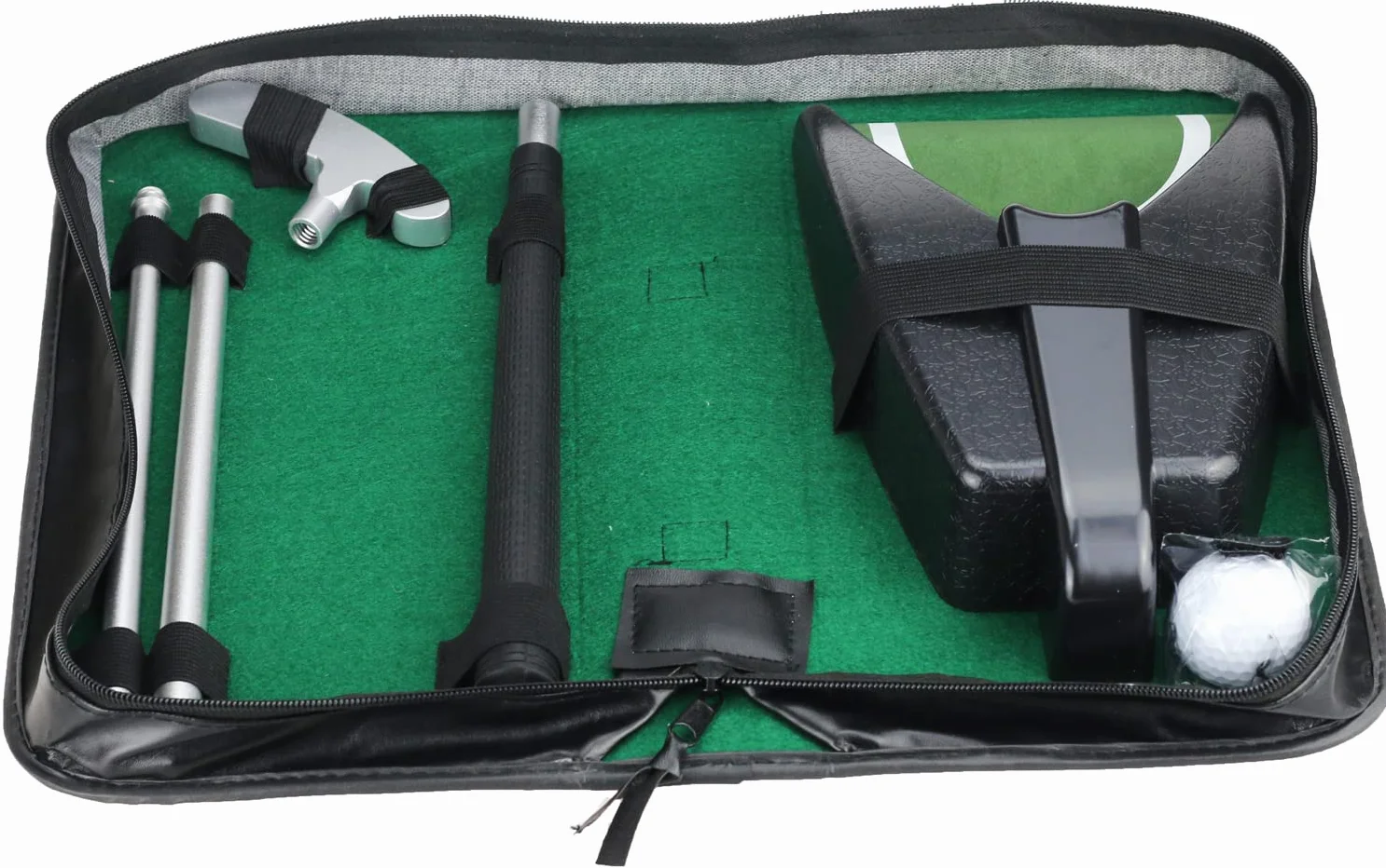 LEAGY Putter Portátil de Golf de Práctica de Viaje con Sistema de Retorno de Bola, Set de Putter con Estuche