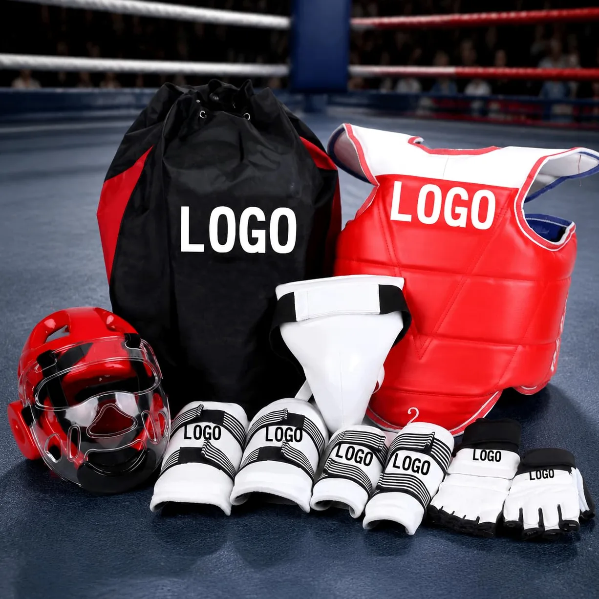 Protección para Sparring y Artes Marciales, Protección , para Rendimiento , Conjunto de Ocho Piezas de patrón Liso para Mujer , XS