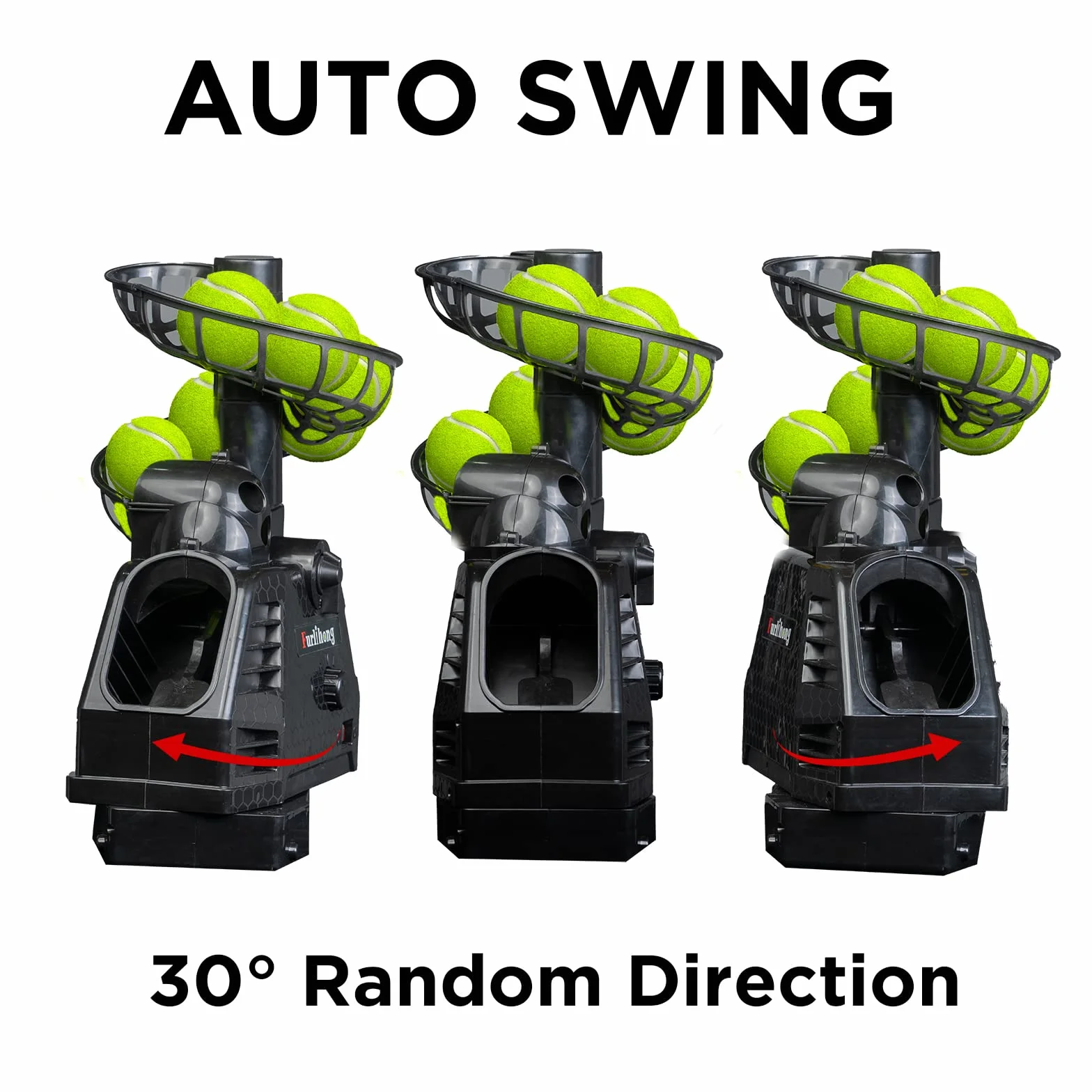 Furlihong 680BH Lanzador de Pelotas 2 en 1 Béisbol Tenis Ángulo Velocidad Intervalo Ajustables Swing Automático Batería Adaptador