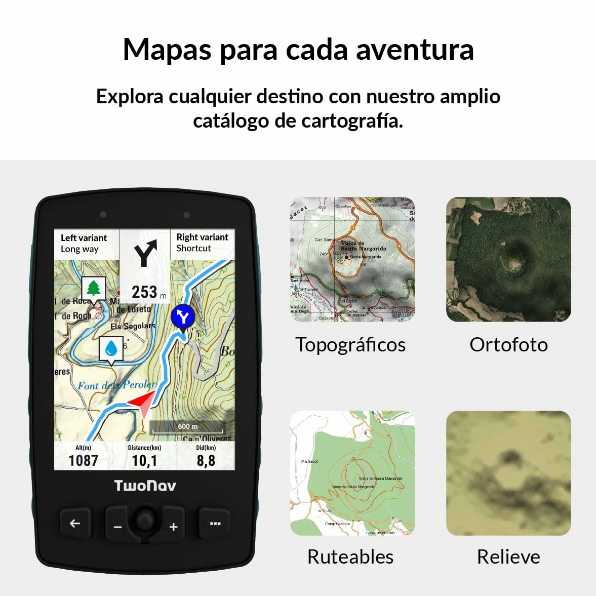 TwoNav Aventura 2 Plus (32 GB) + MicroSD (128 GB) + Mapa Completo España IGN Topo 1:25.000 Instalado, GPS de Mano con Pantalla Amplia 3.7 Pulgadas, Botones y Joystick para montaña, Alpinismo