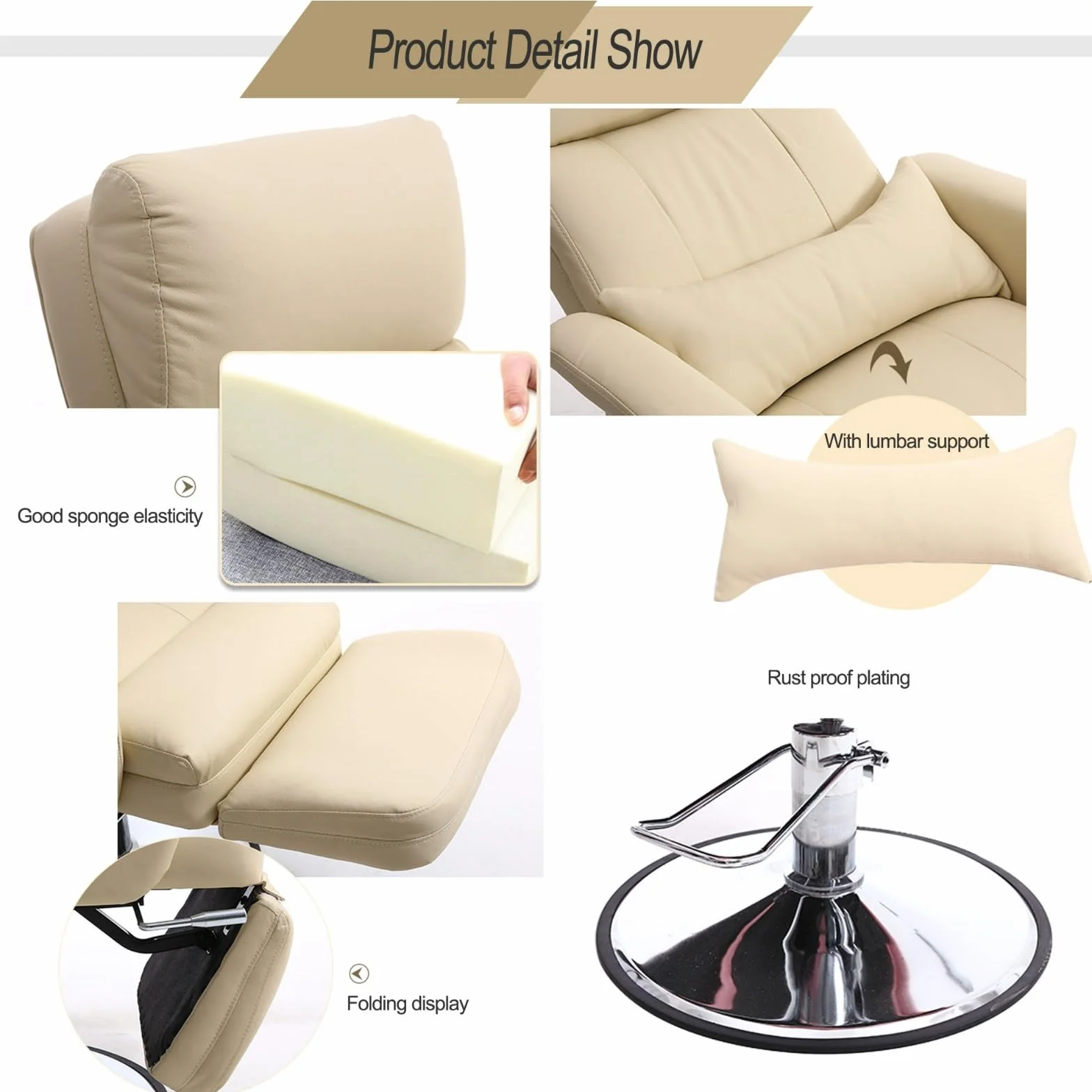 Silla de Belleza Hidráulica Camilla Estética Ajustable Multifuncional Reclinable para Masaje Tatuaje Pedicura Beige