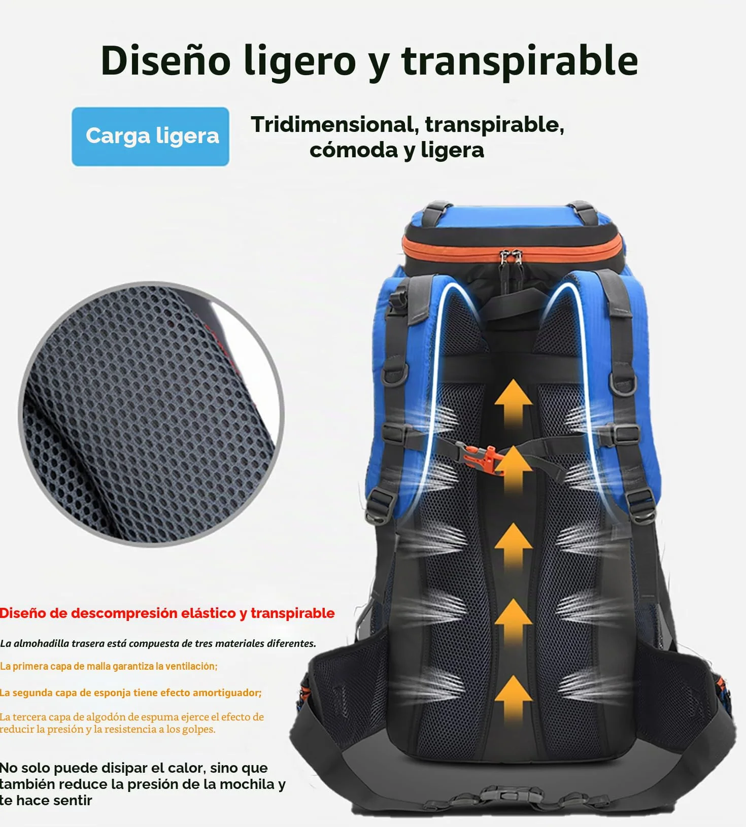 Bseash Mochila de senderismo ligera impermeable de 60L con cubierta de lluvia, mochila deportiva al aire libre para escalada acampar y turismo