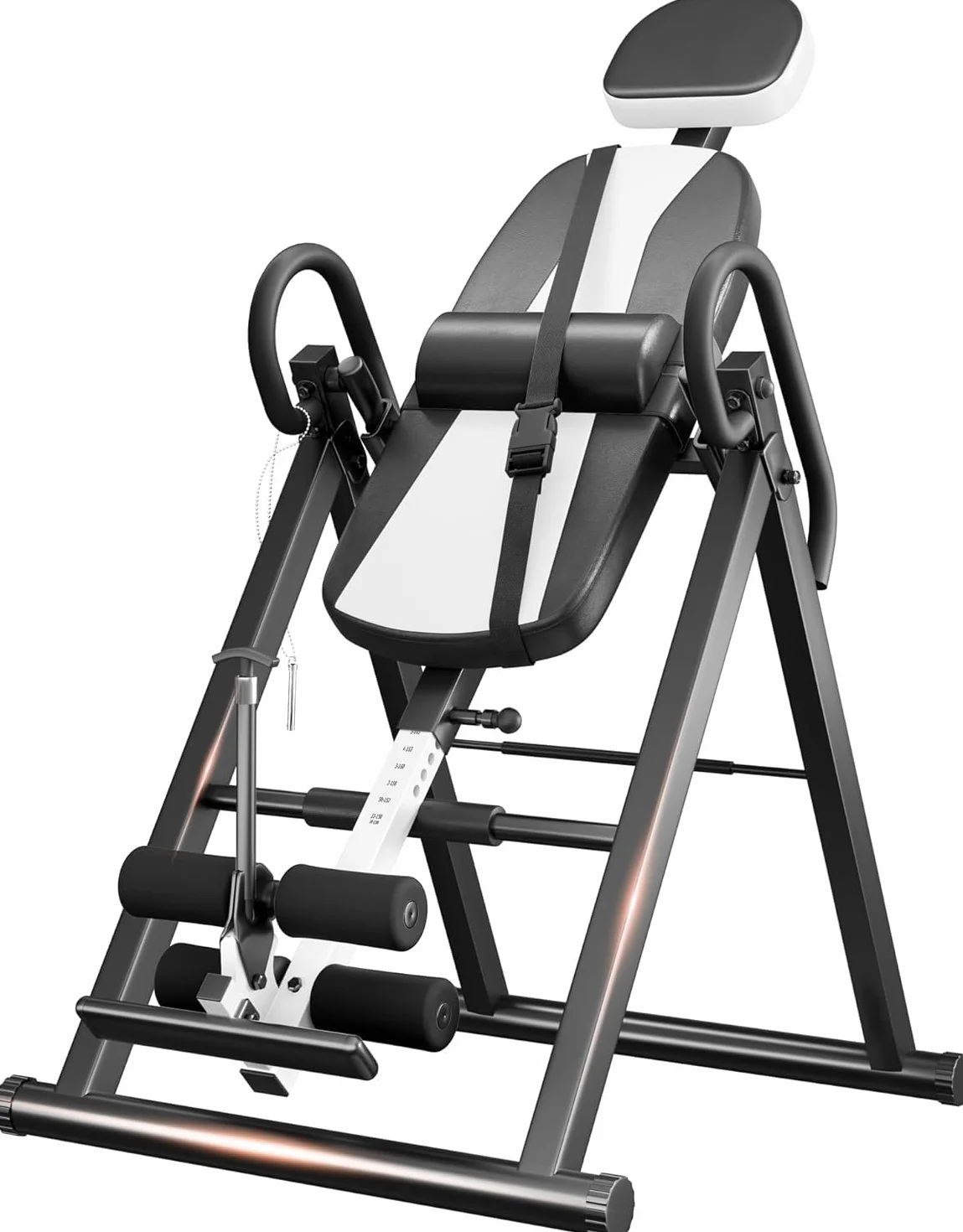 Dripex Gravity - Mesa de inversión resistente con reposacabezas y cinturón protector ajustable para terapia de alivio del dolor (blanco)