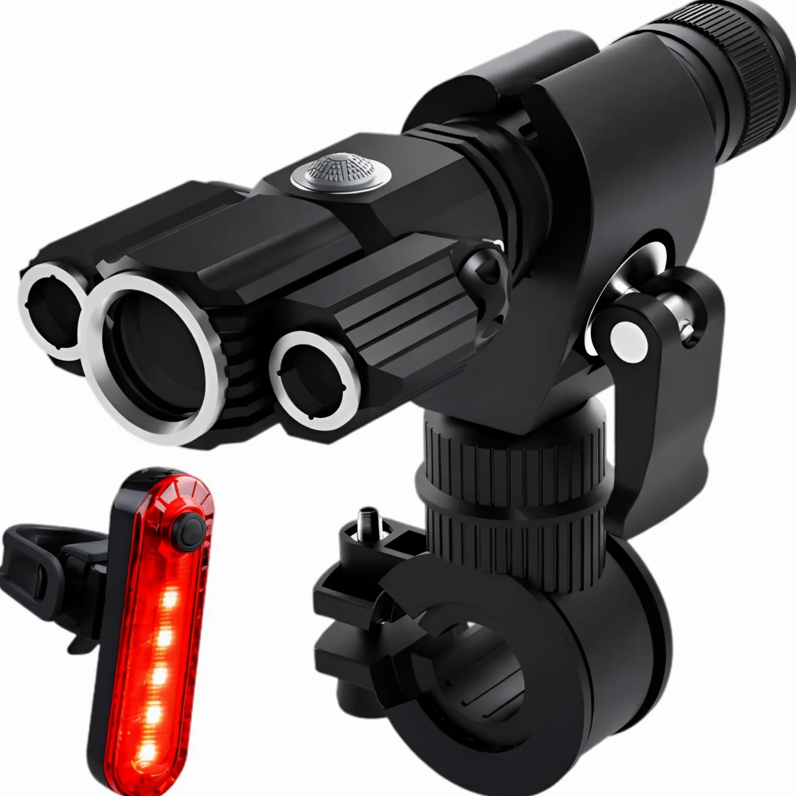 Juego de luces para bicicleta recargables, 3 luces LED superbrillantes con luz trasera, 500 lúmenes, aleación de aluminio, luces de bicicleta para conducción nocturna, 12 horas de funcionamiento, 2