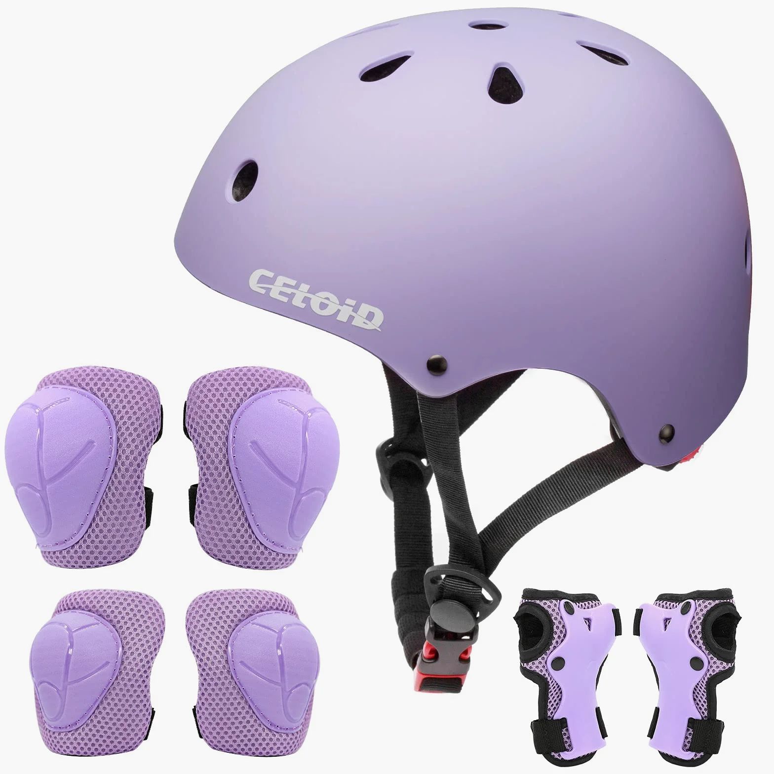 Juego de almohadillas para casco para niños, ajustable, para patineta, bicicleta, rodilleras y coderas, muñequeras de 5 a 8 años, juego de equipo de protección para niñas, niños, bicicleta,