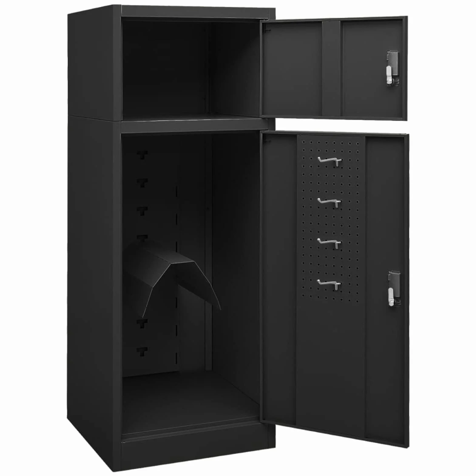Armario para Monturas con 2 Puertas y Monturero Regulable en Altura - Gris Antracita