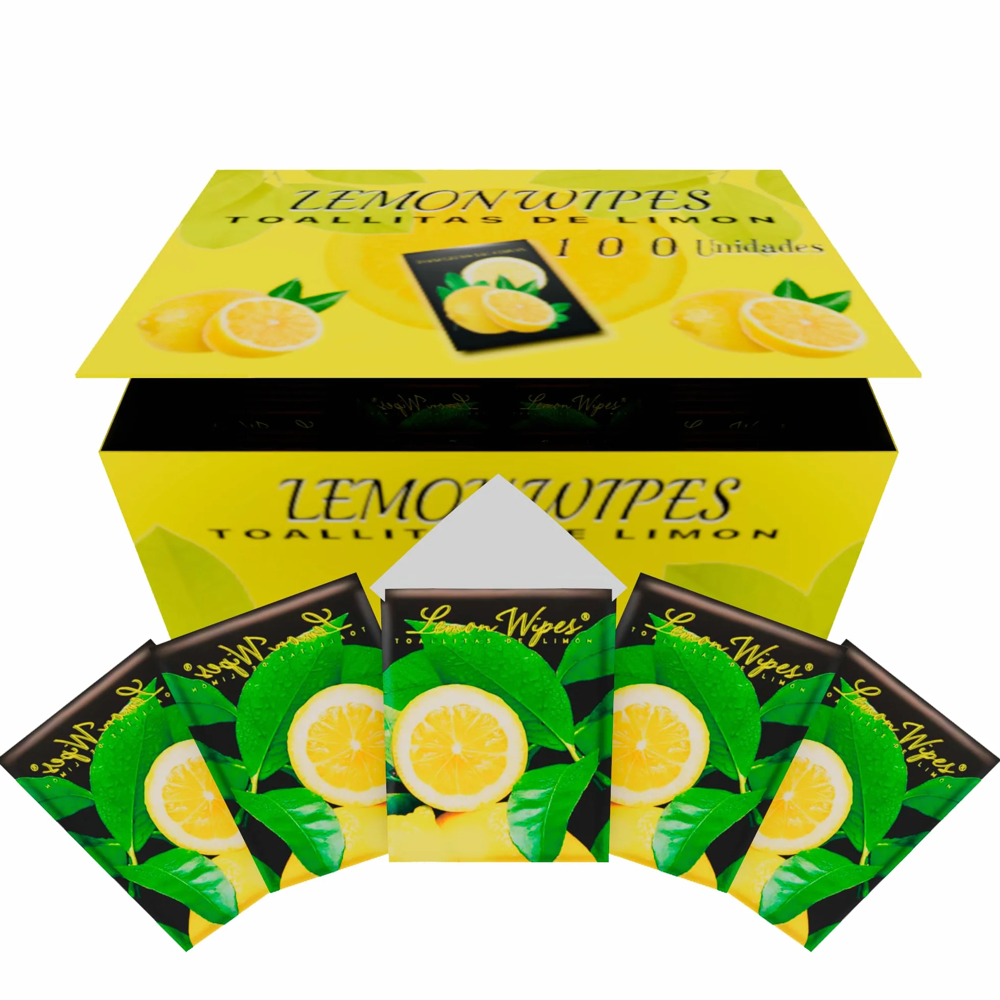 Toallitas limón para manos Pack 100 - Elimina olores de marisco, pescado, carne - Sobres individuales