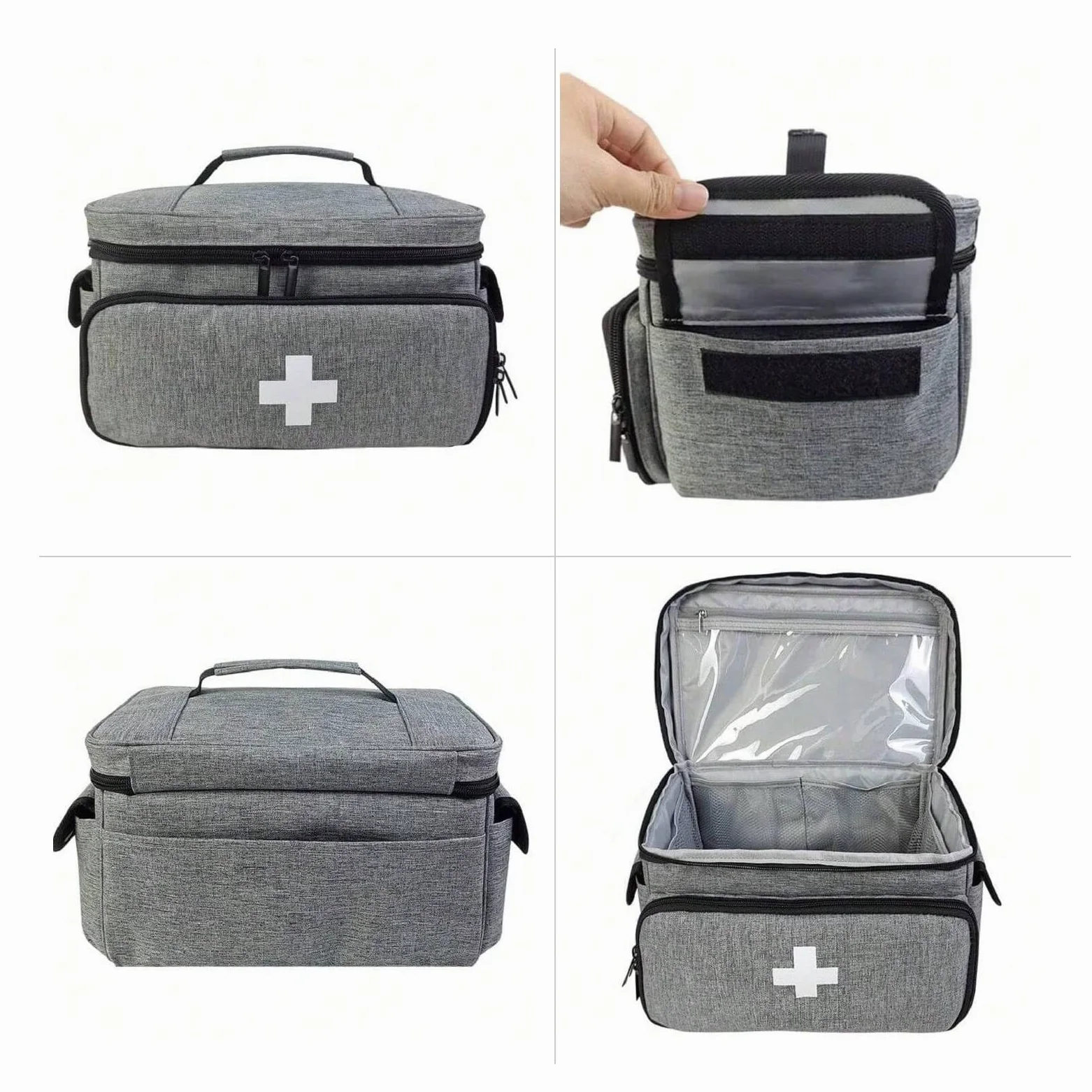 Botiquín De Primeros Auxilios Vacío De Gran Capacidad,Bolsa De Almacenamiento De Suministros Médicos De Primeros Auxilios,Ideal For El Hogar,Viajes Y Exteriores(Gray)