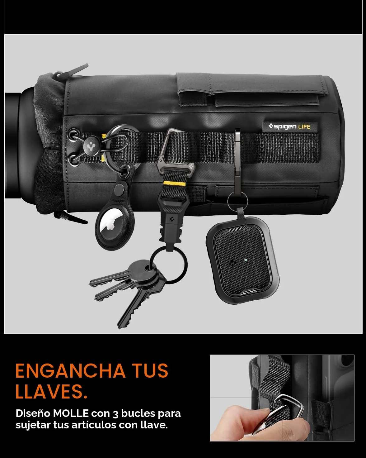 Spigen Life LF500 Bolsa Magnética de Gimnasio, Porta Botella de Agua, Negro