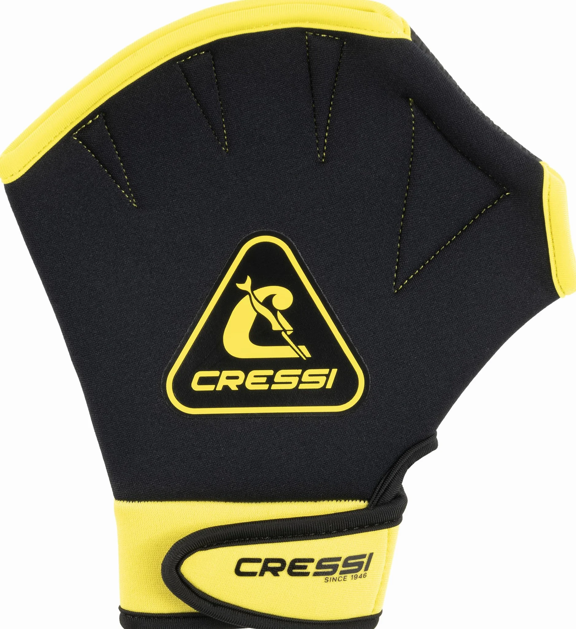 CRESSI Aqua Boost Swim Gloves Black/Yellow - Guantes Palmeados Unisex Neopreno Ultraspan Negro/Amarillo con Correa, para Natación, Entrenamiento Brazos, Espalda y Hombros, Aquafitness, Aquagym