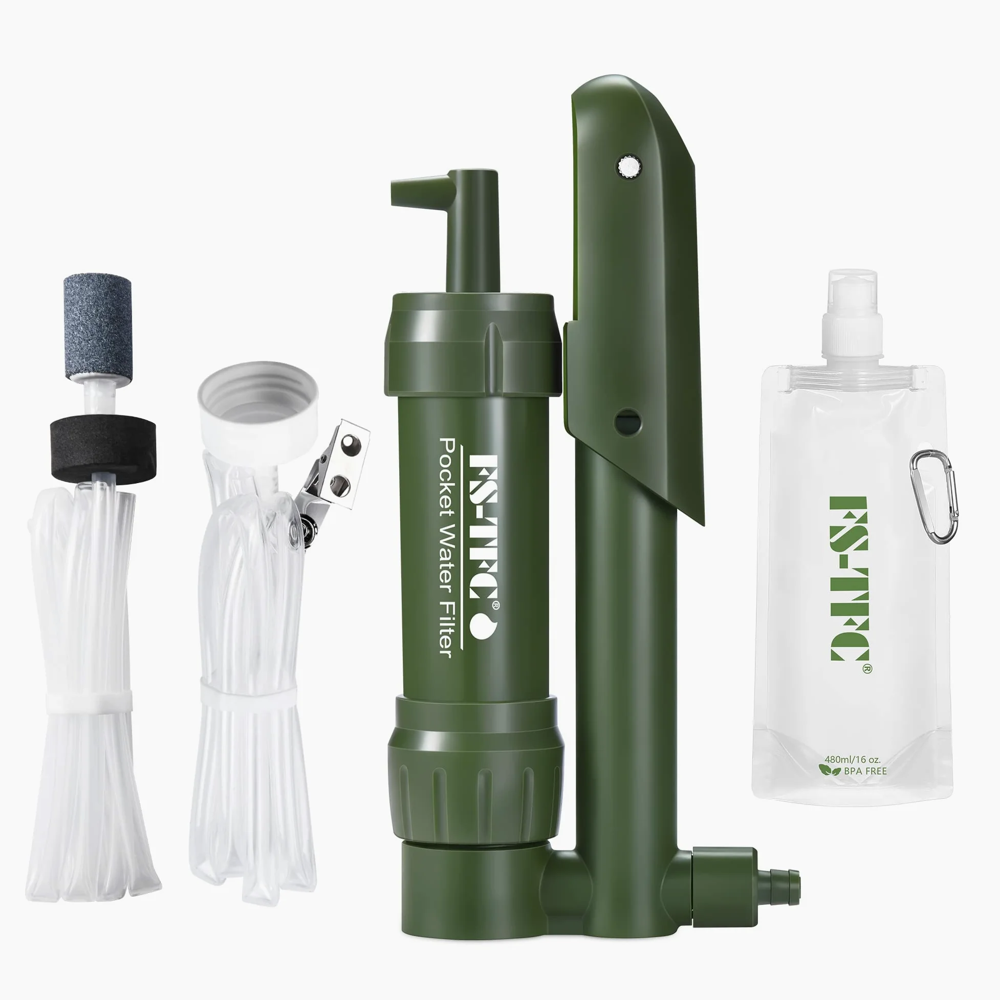 Filtro de agua de bolsillo, bomba de mano, purificador de agua portátil, equipo de supervivencia de emergencia para beber, mochileros, senderismo, camping, filtración al aire libre