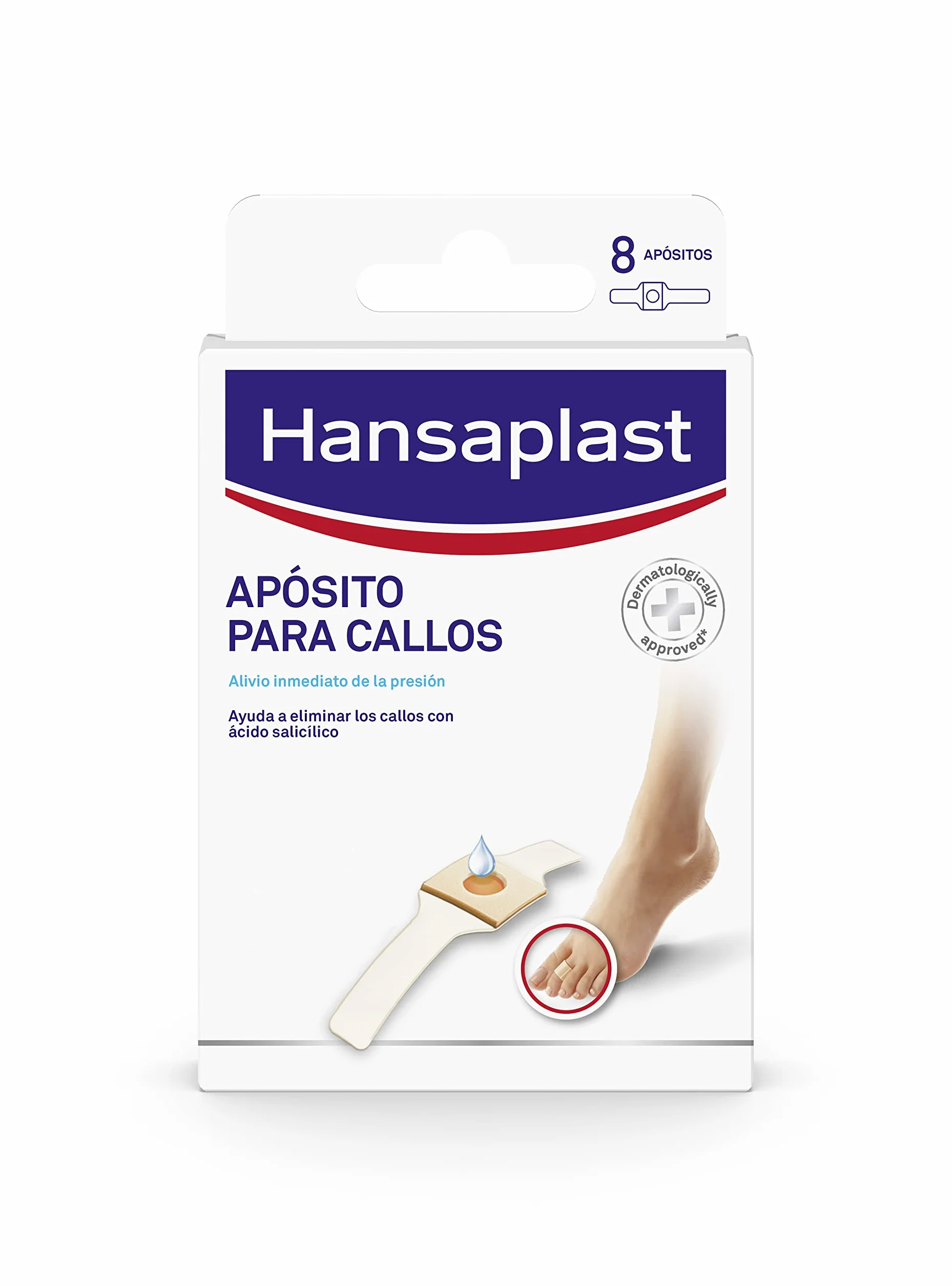 Hansaplast Apósito adhesivo para callos con ácido salicílico, alivio dolor, 8 unidades