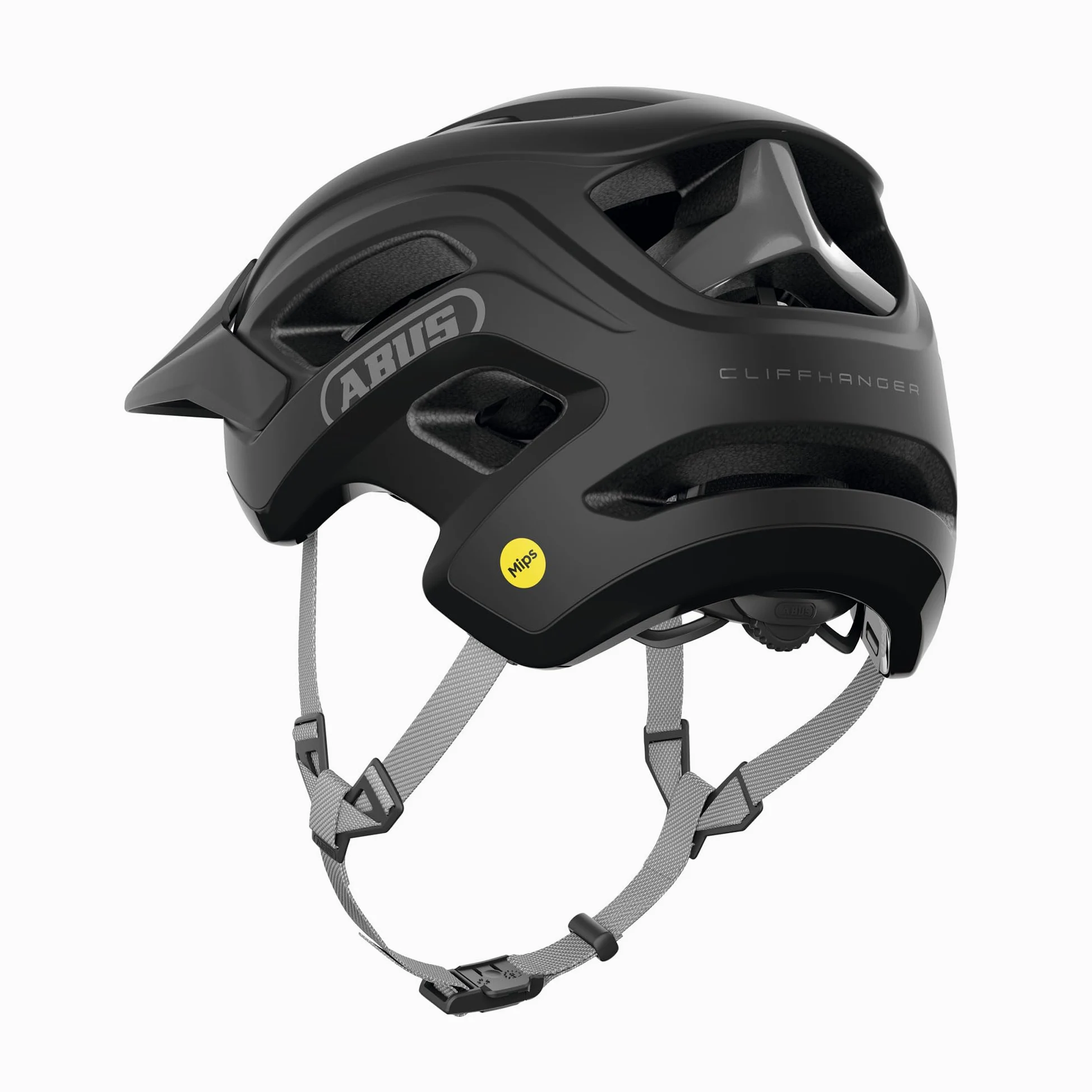 ABUS Cliffhanger MIPS Casco MTB Bicicleta de Montaña, Muted Black, L | Casco MTB con protección Mips, Singletrail y Enduro, cierre magnético, visera ajustable en altura